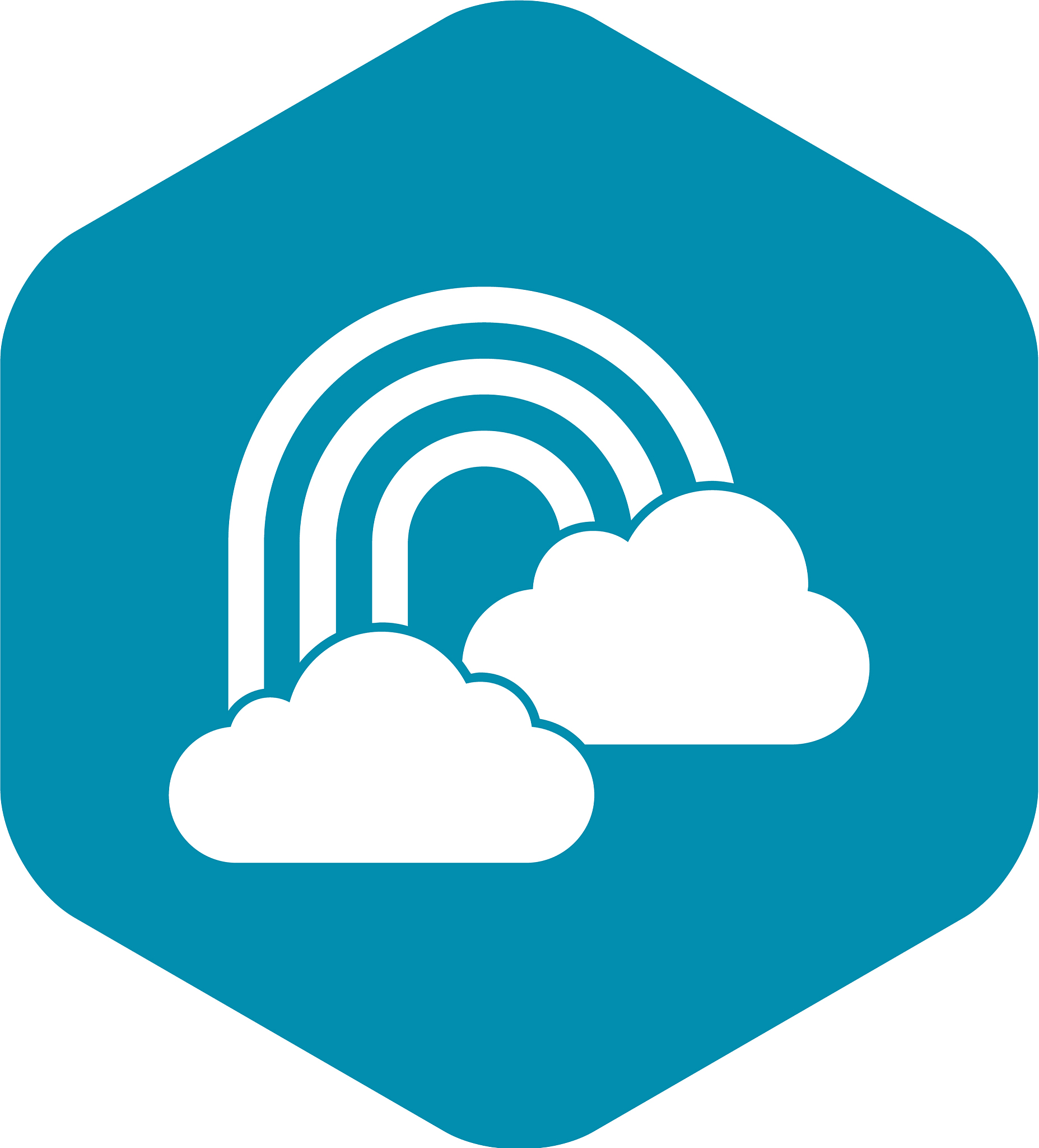 rainbow and clouds icon simple style