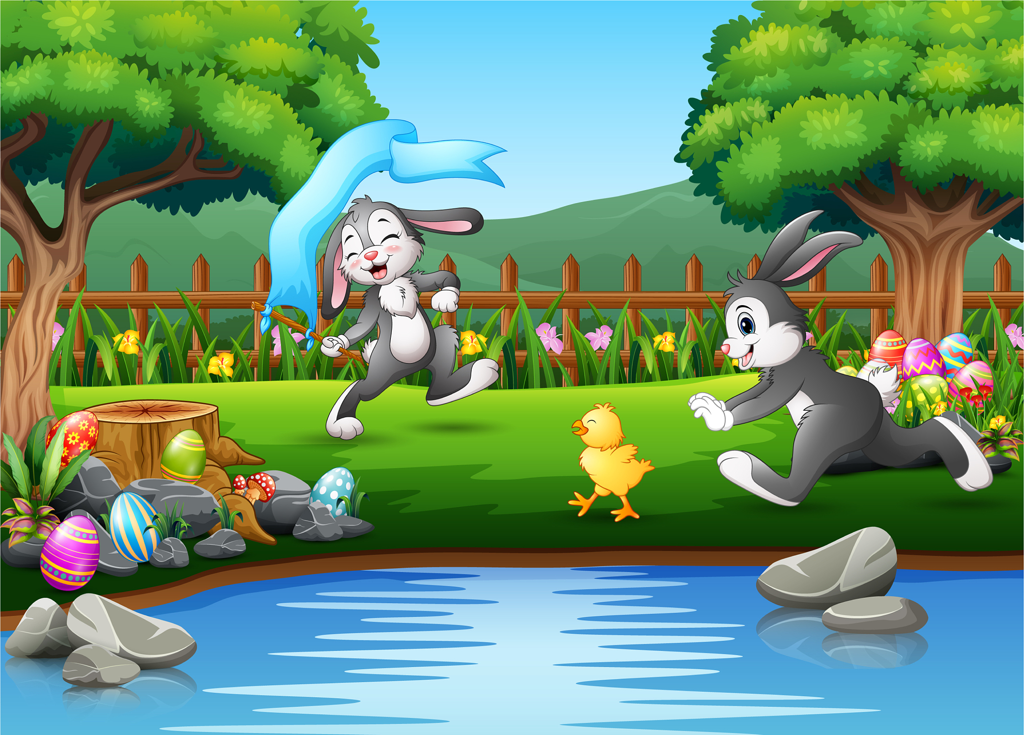 小白兔叫小猪起床看图写话