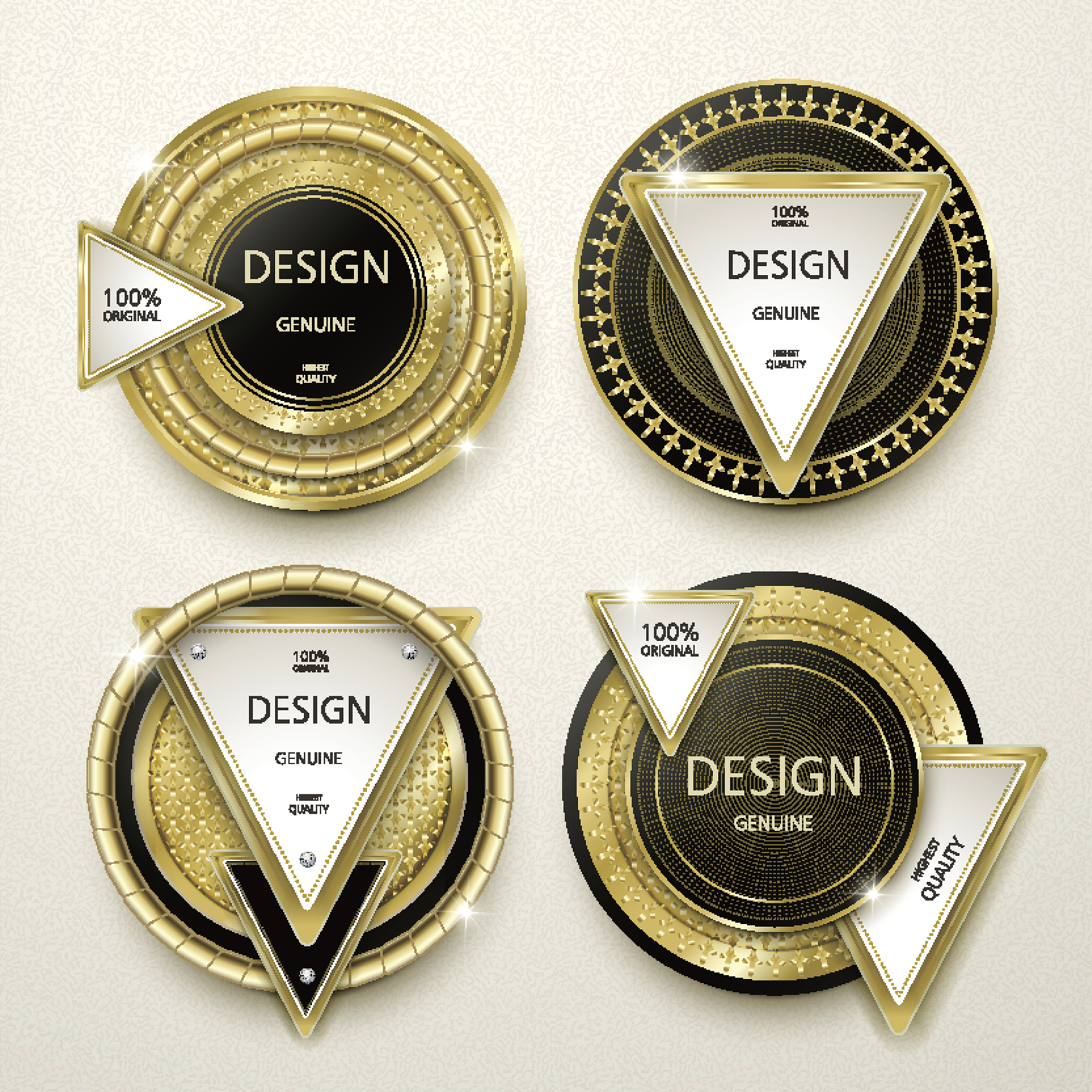modern gold labels design set
