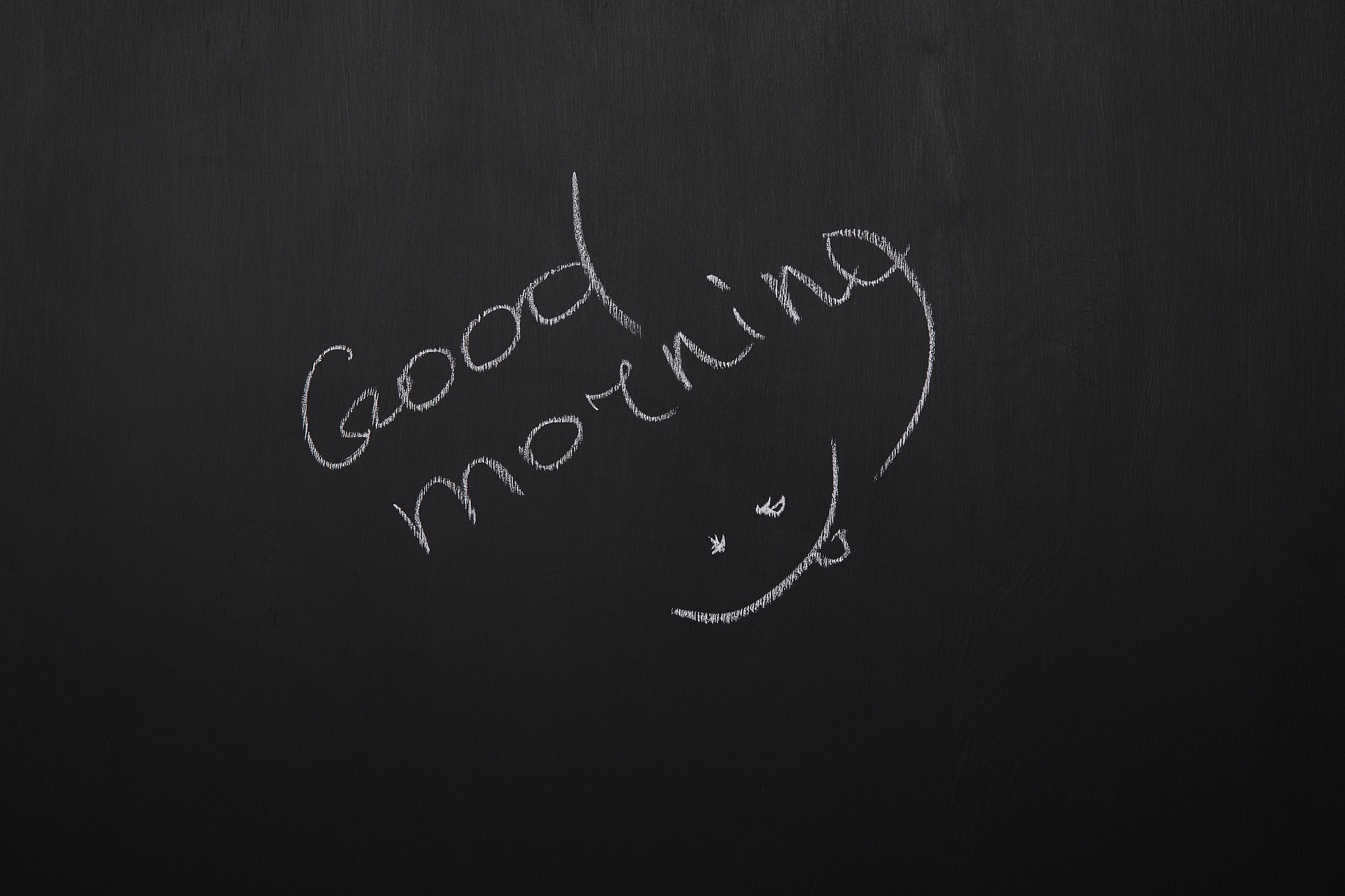 blackboard with lettering good morning and smile.