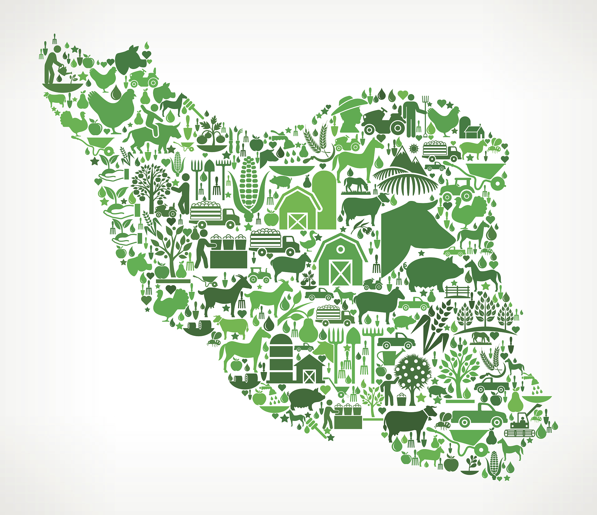 iran farming and agriculture green icon pattern