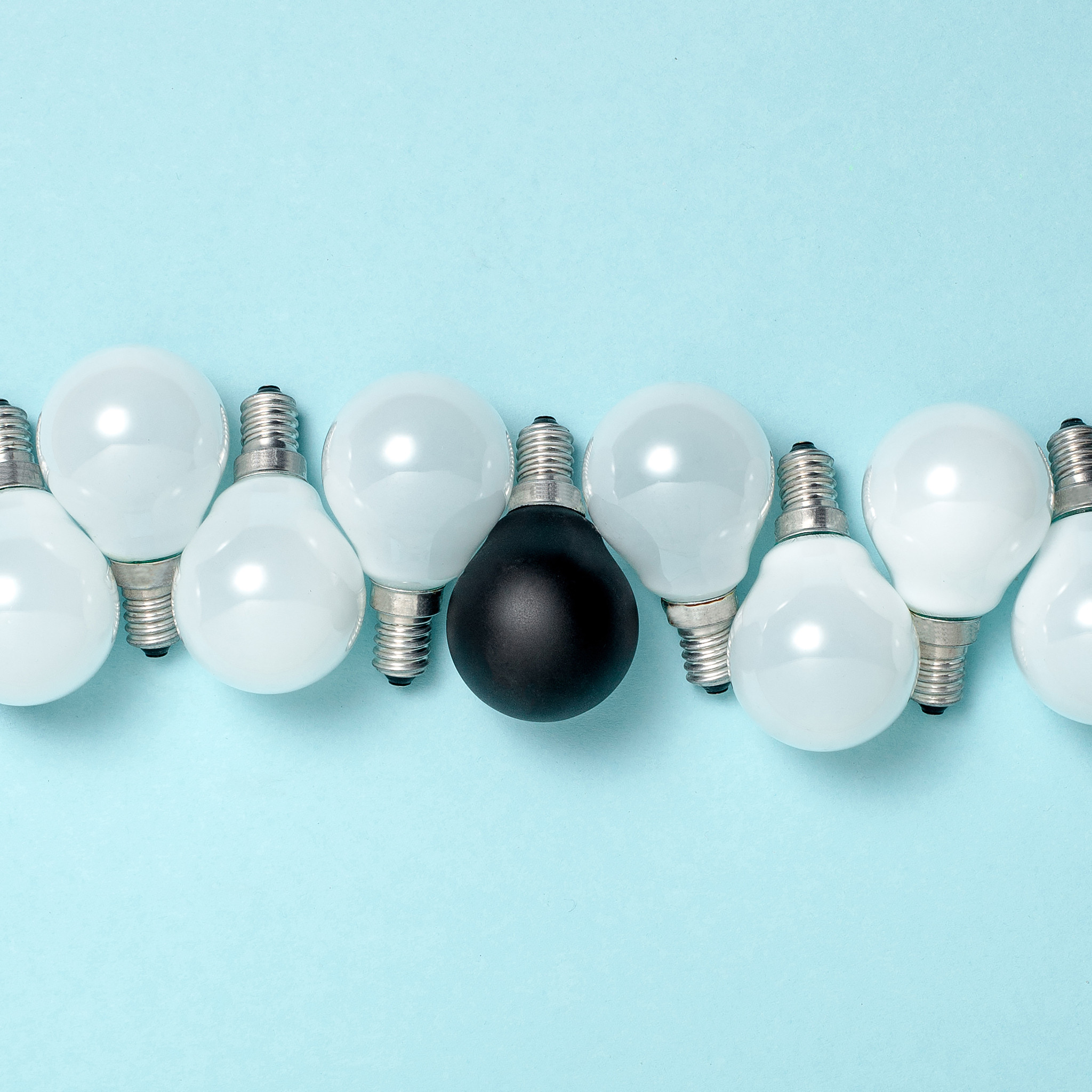 one light bulb outstanding,glowing different.business creativity