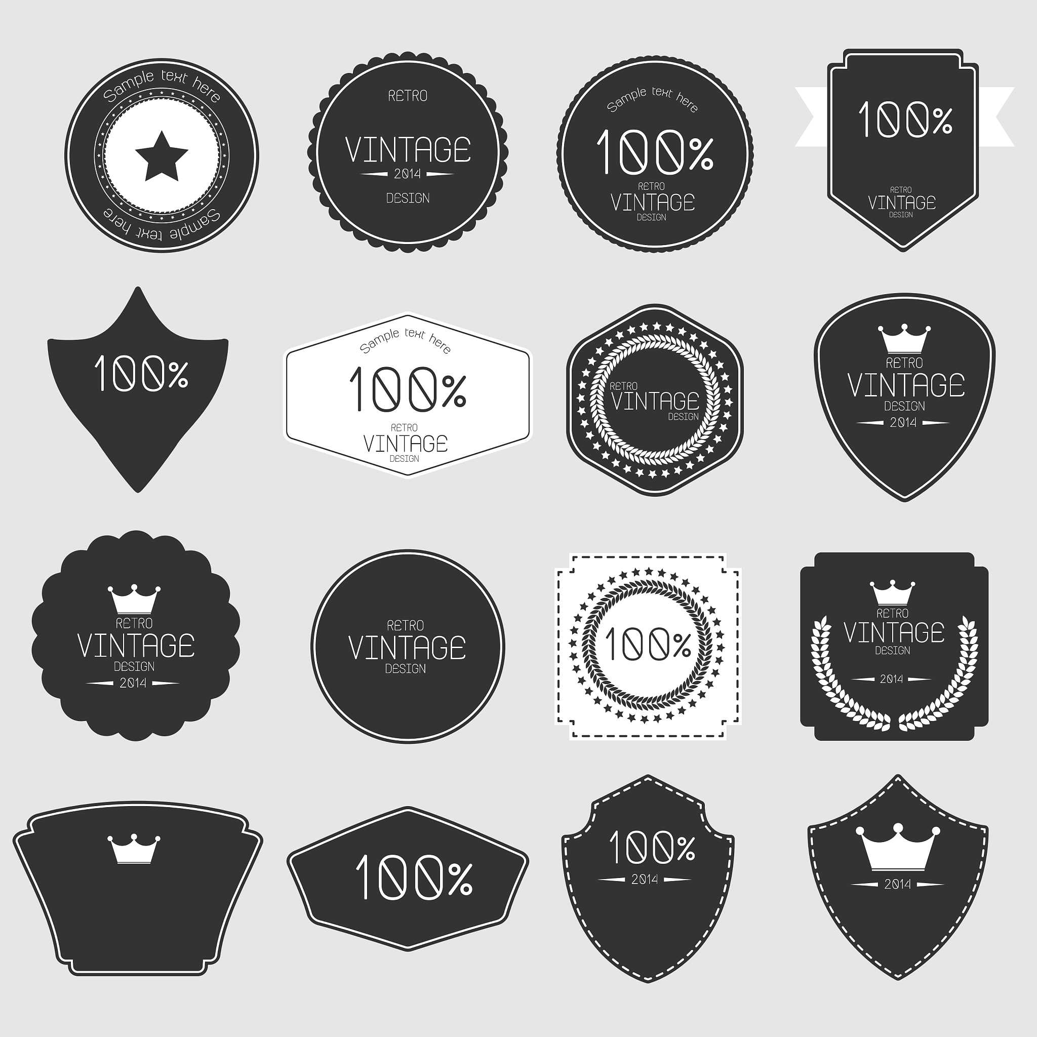 set of blank retro vintage badges and labels