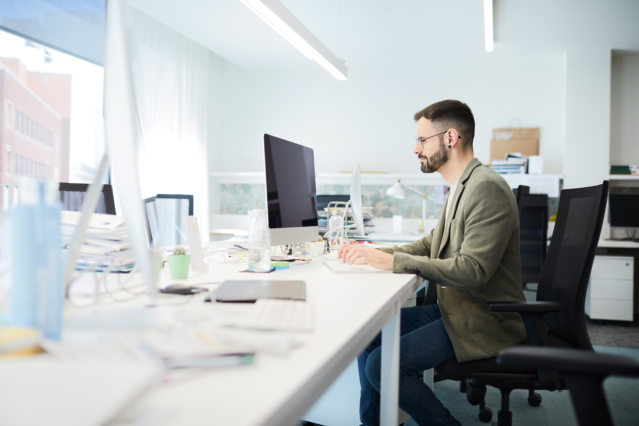 business person doing office work on a computer.