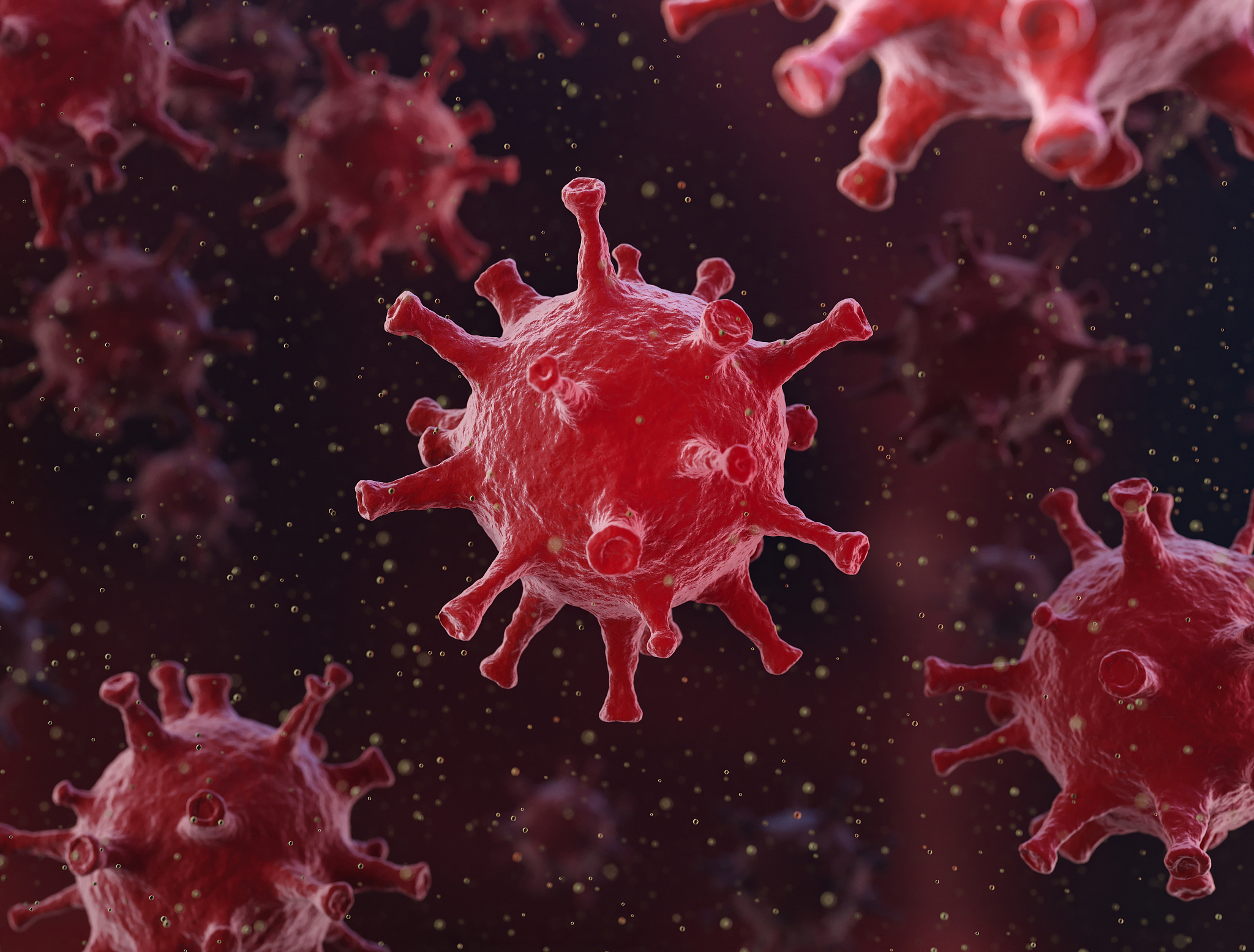 virus cells under the microscope