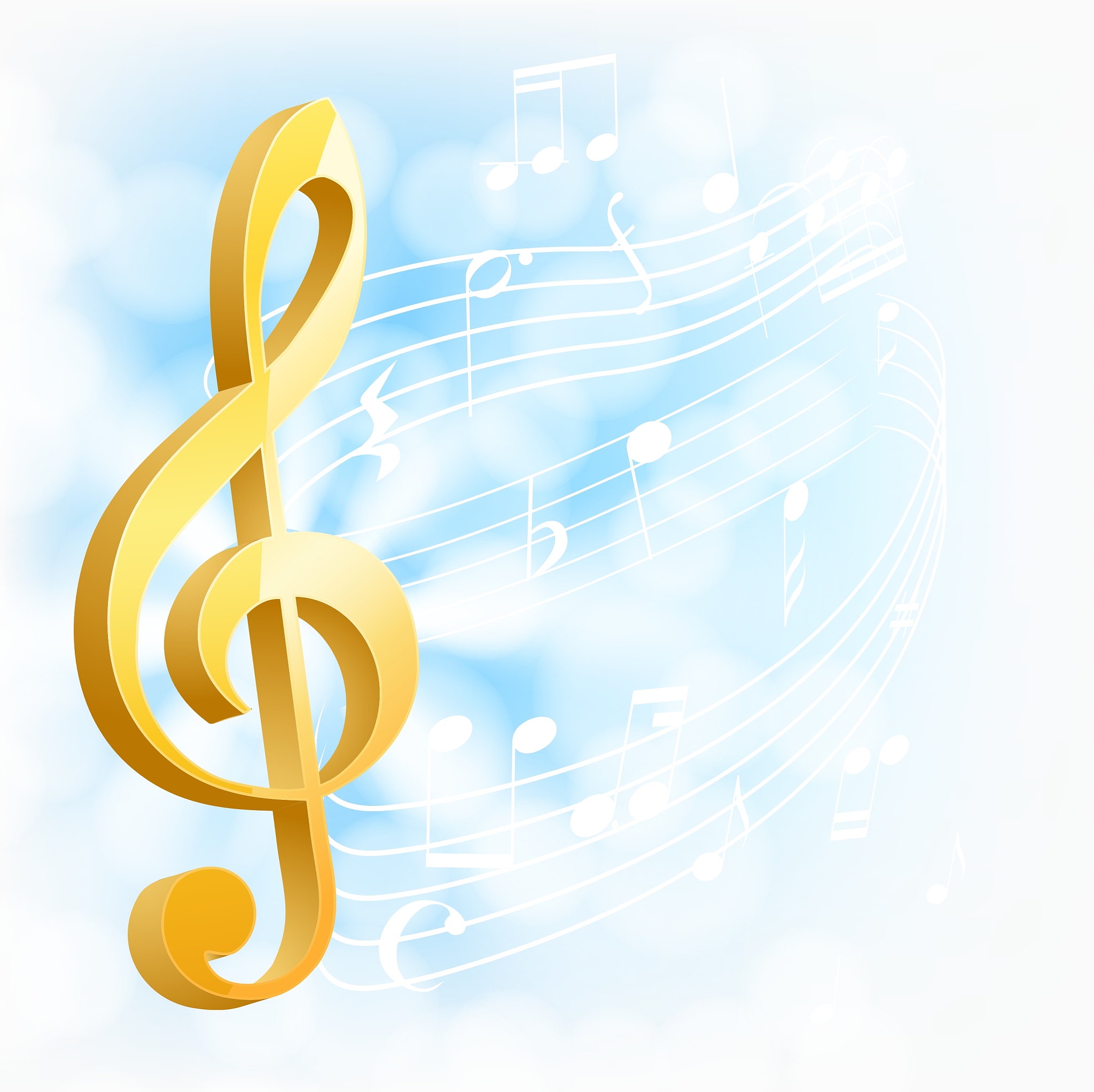 musical background with golden key