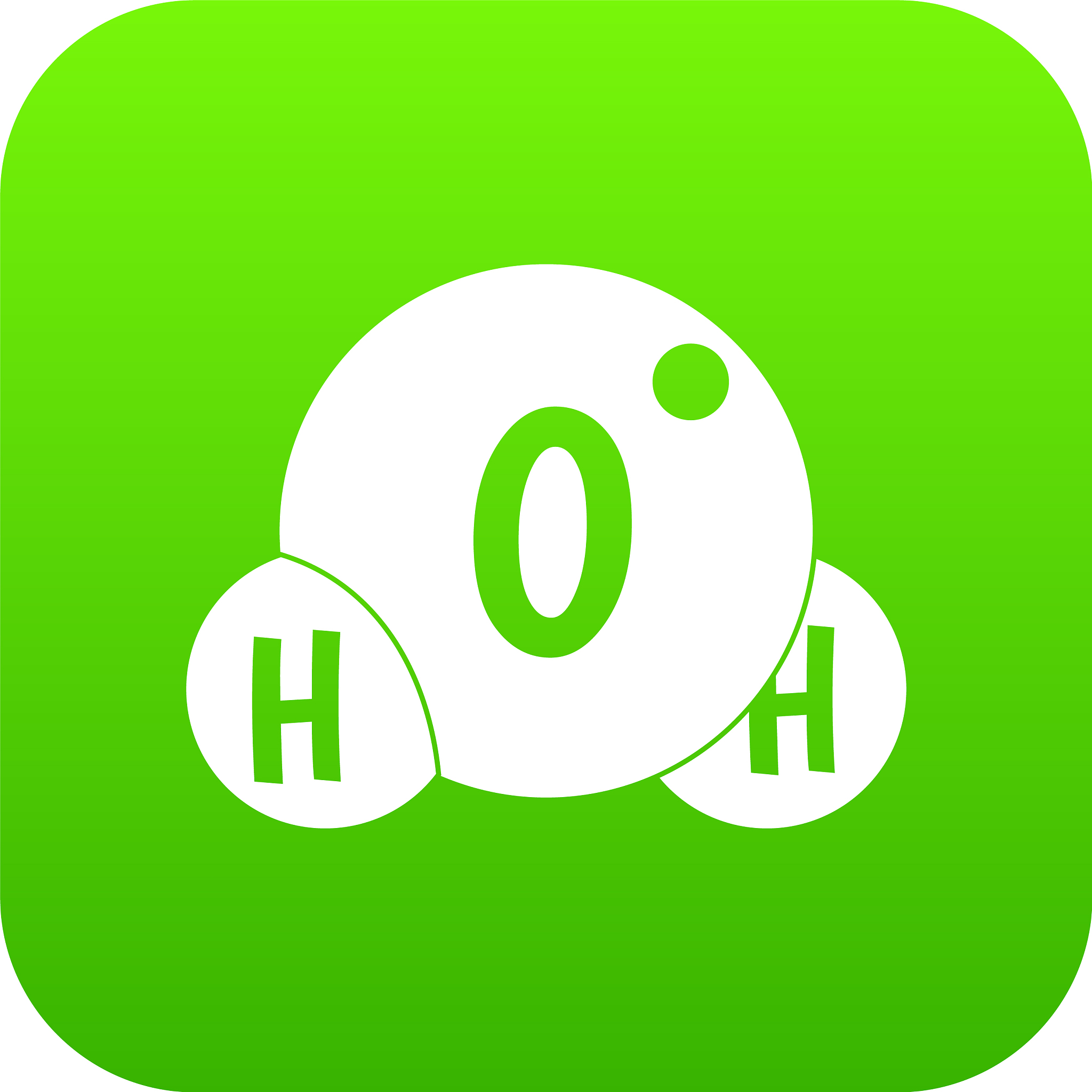 water molecule icon digital green