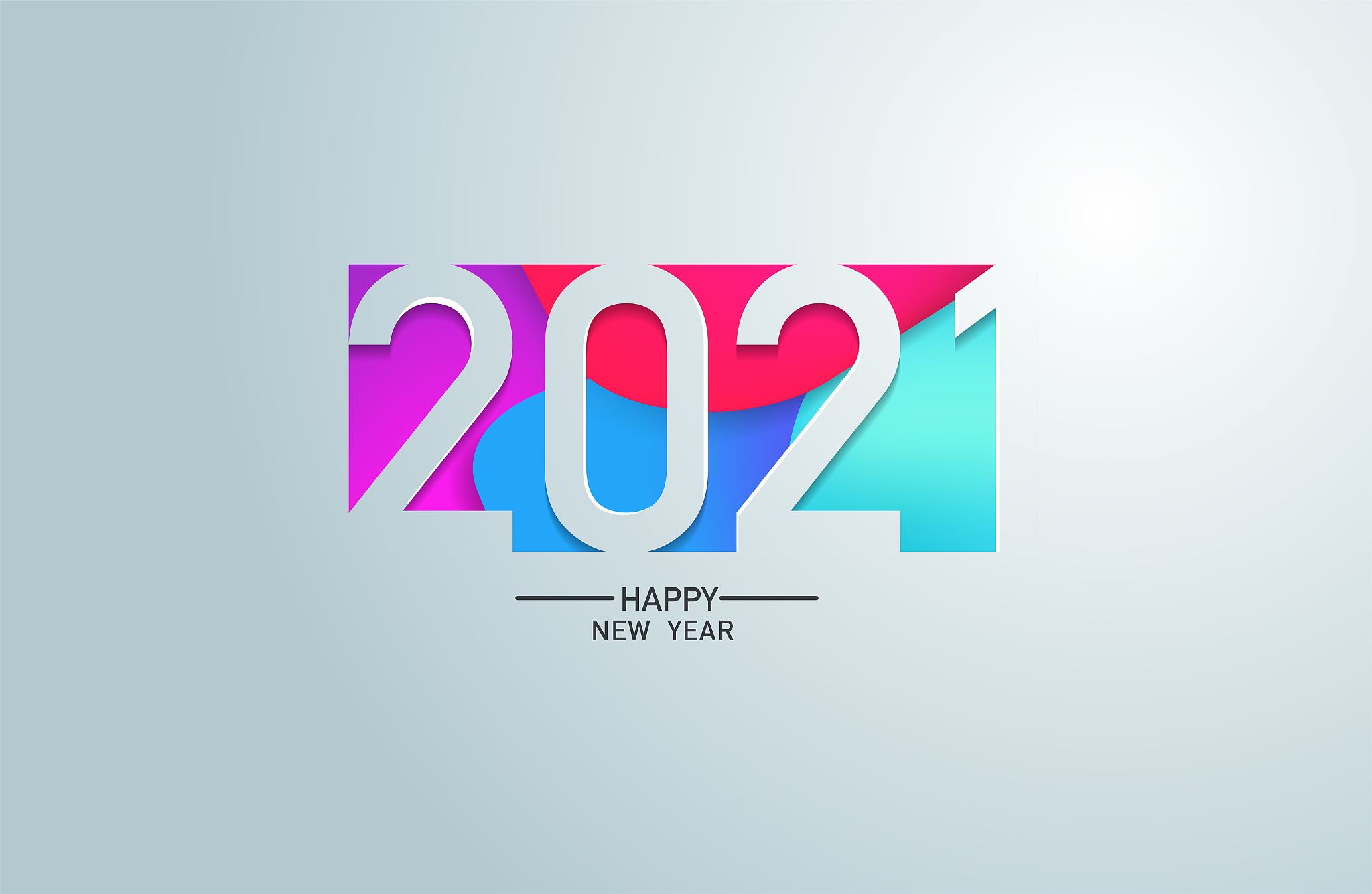 2021 happy new year in colour banner paper design, vector illust