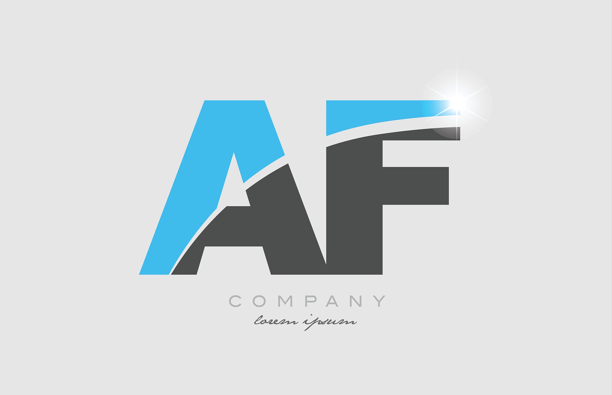combination letter af a f in grey blue color alphabet for logo i