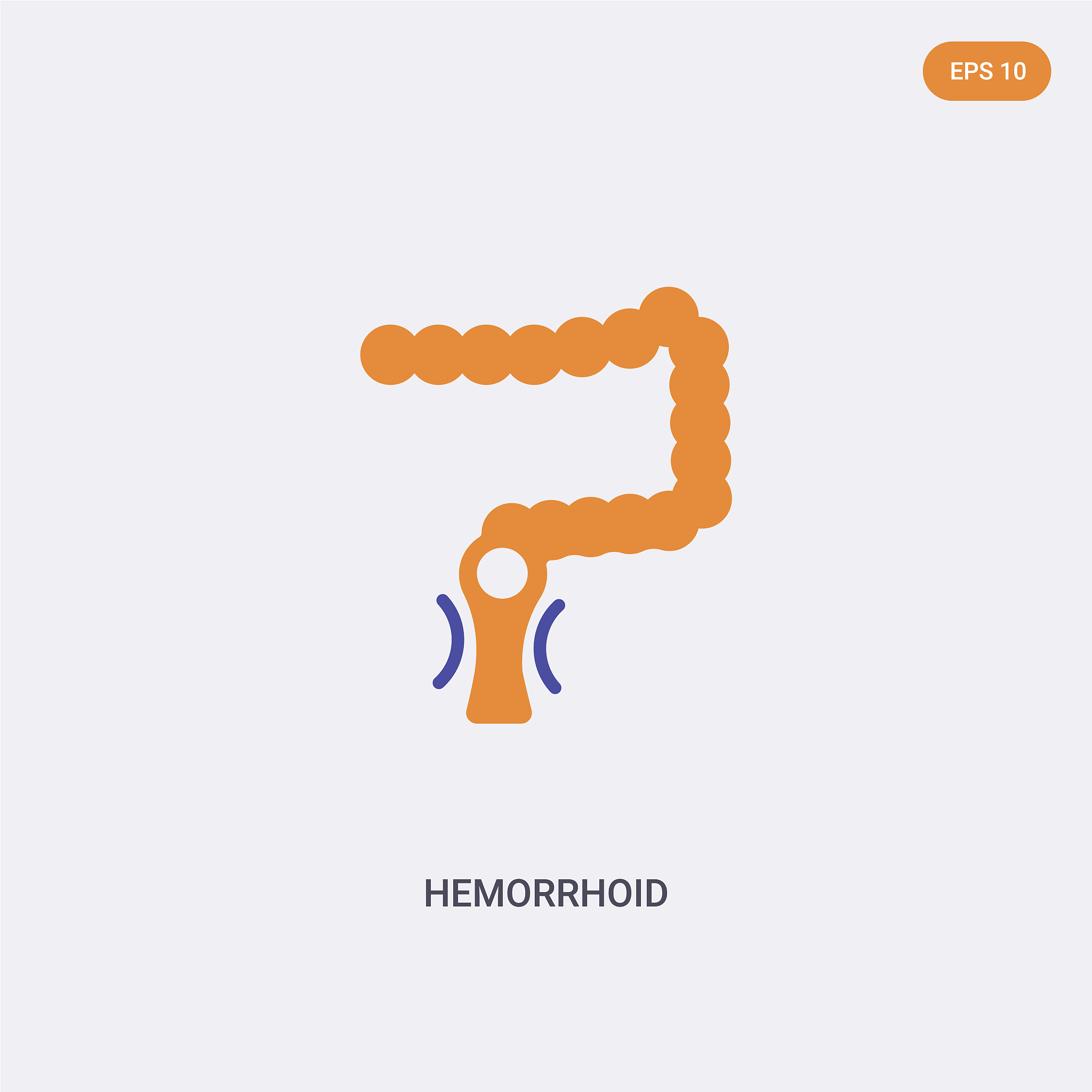2 color hemorrhoid concept vector icon. isolated two color hemor