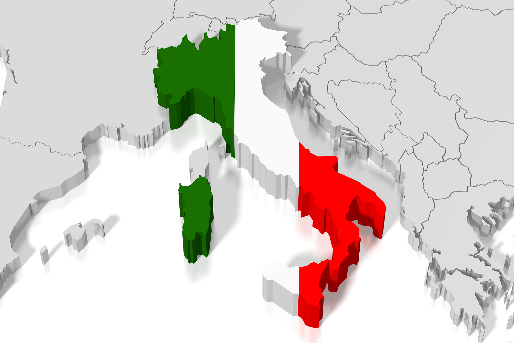 3d map, flag - italy