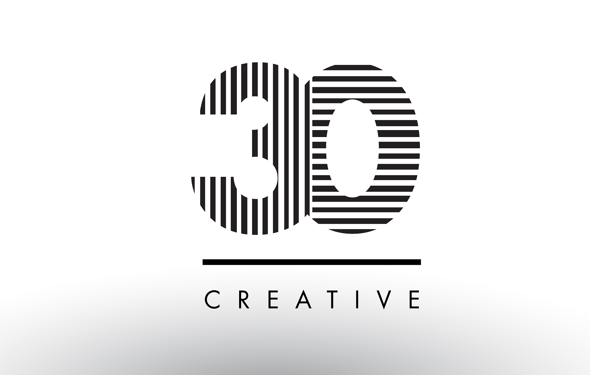 30 black and white lines number logo design