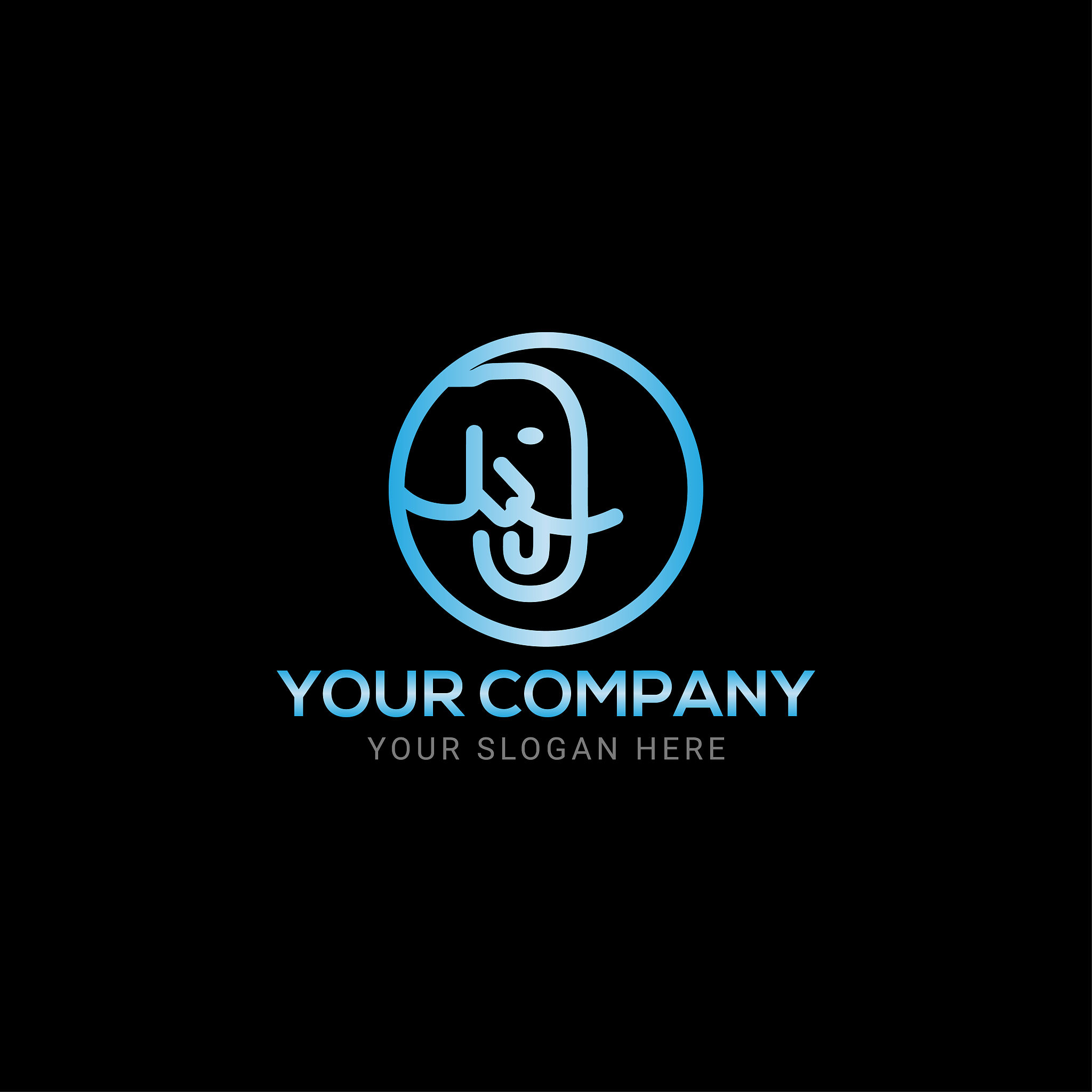 creative blue elephant head logo design