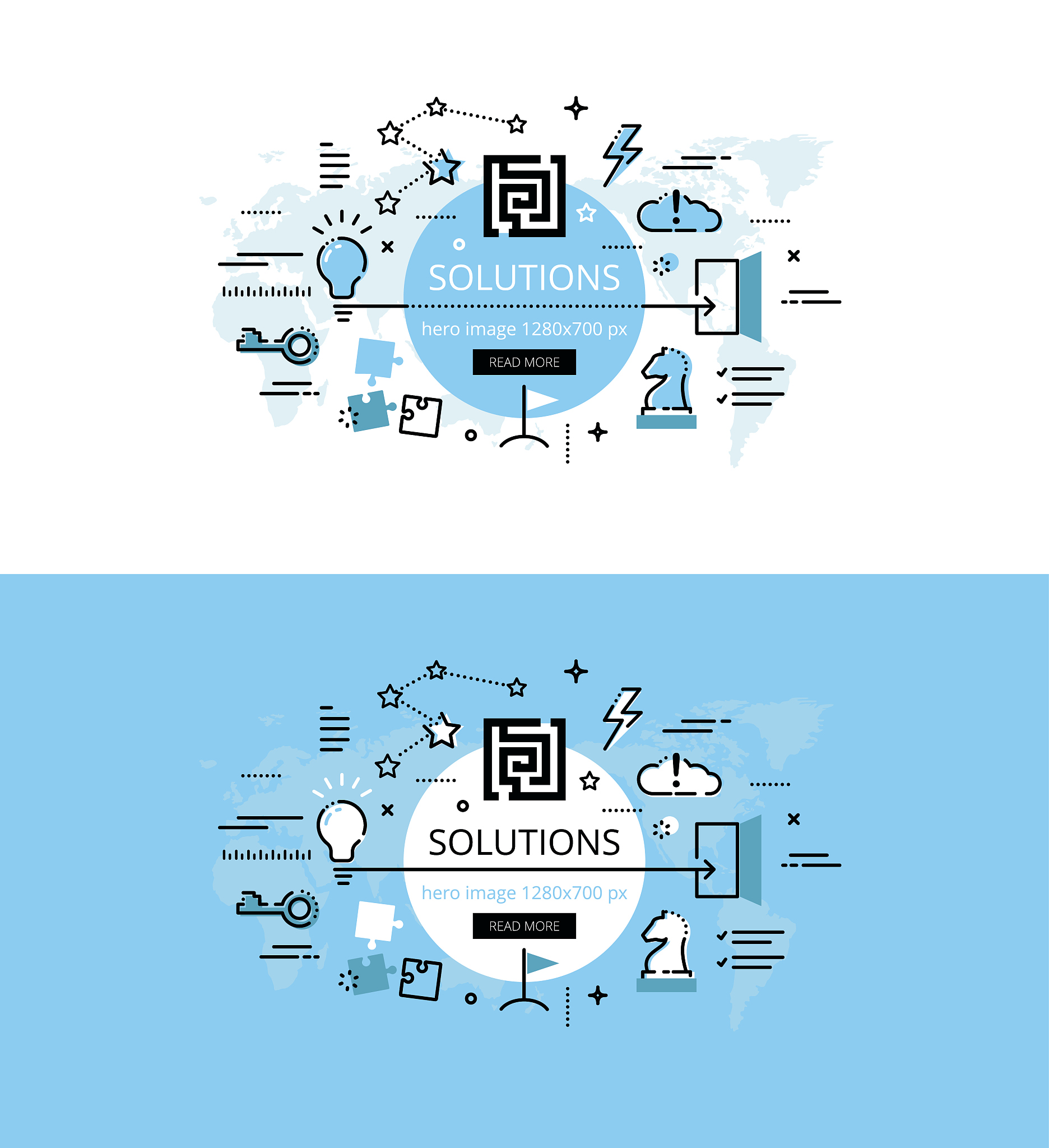 solutions. flat line color hero images and hero banners design c