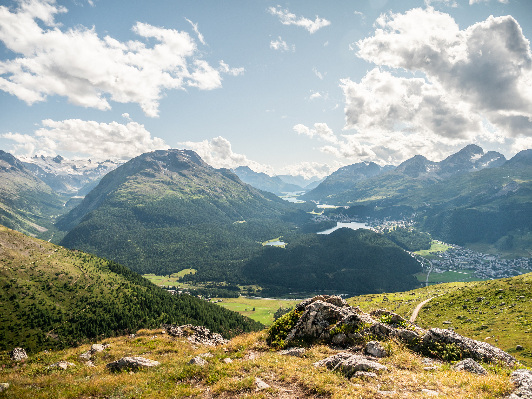 mountain valley in graubunden canton, switzerland