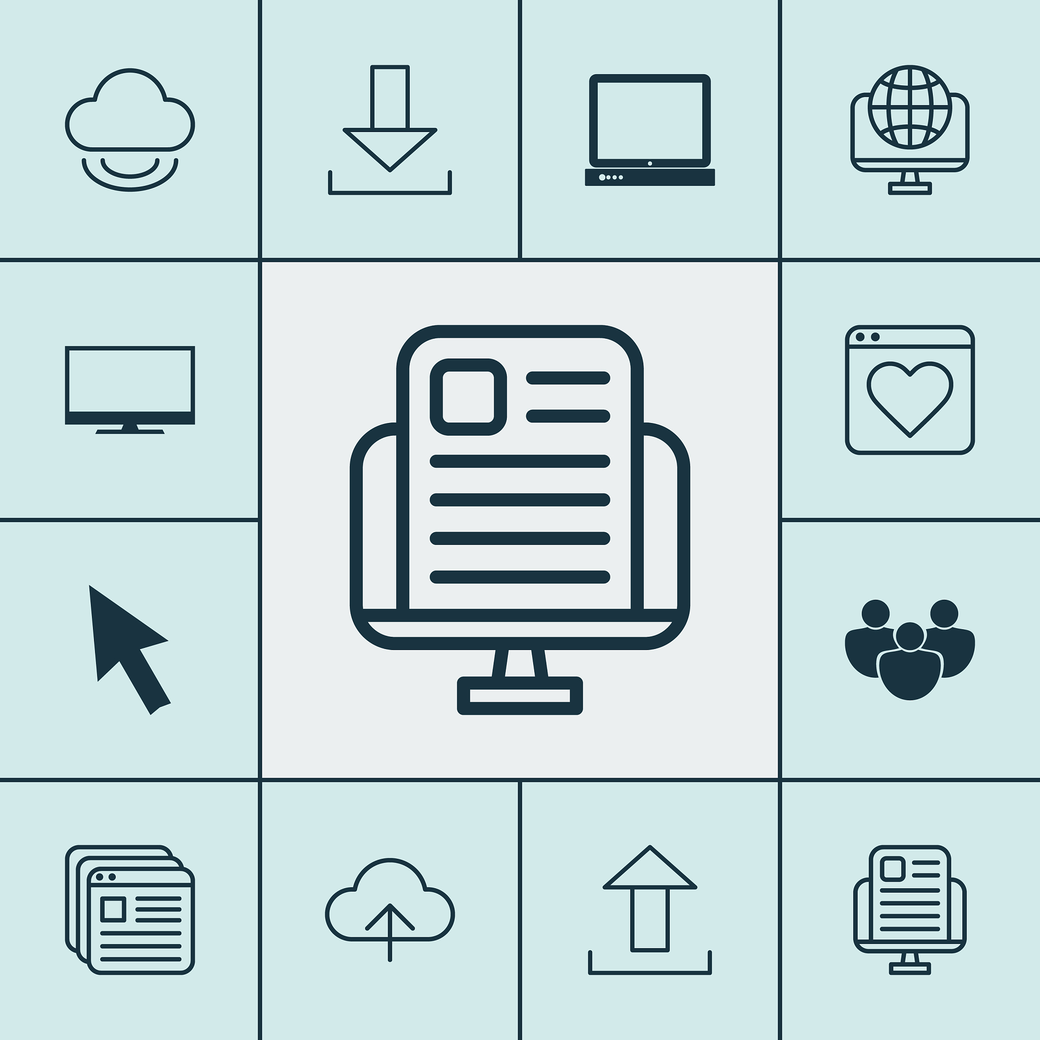 connection icons set with favorite news website