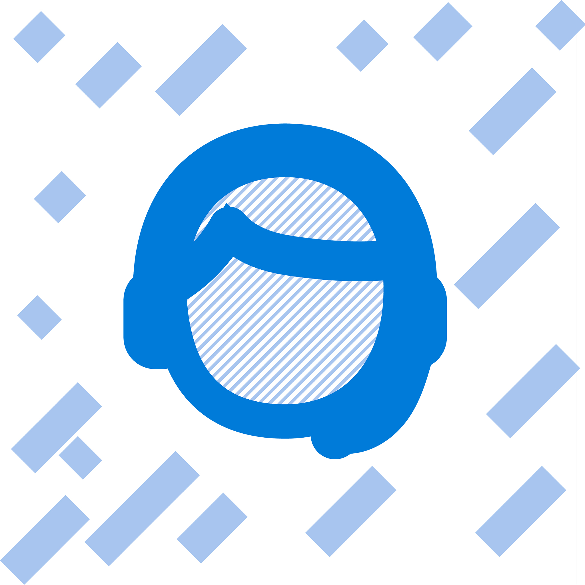 blue line man with a headset icon isolated on