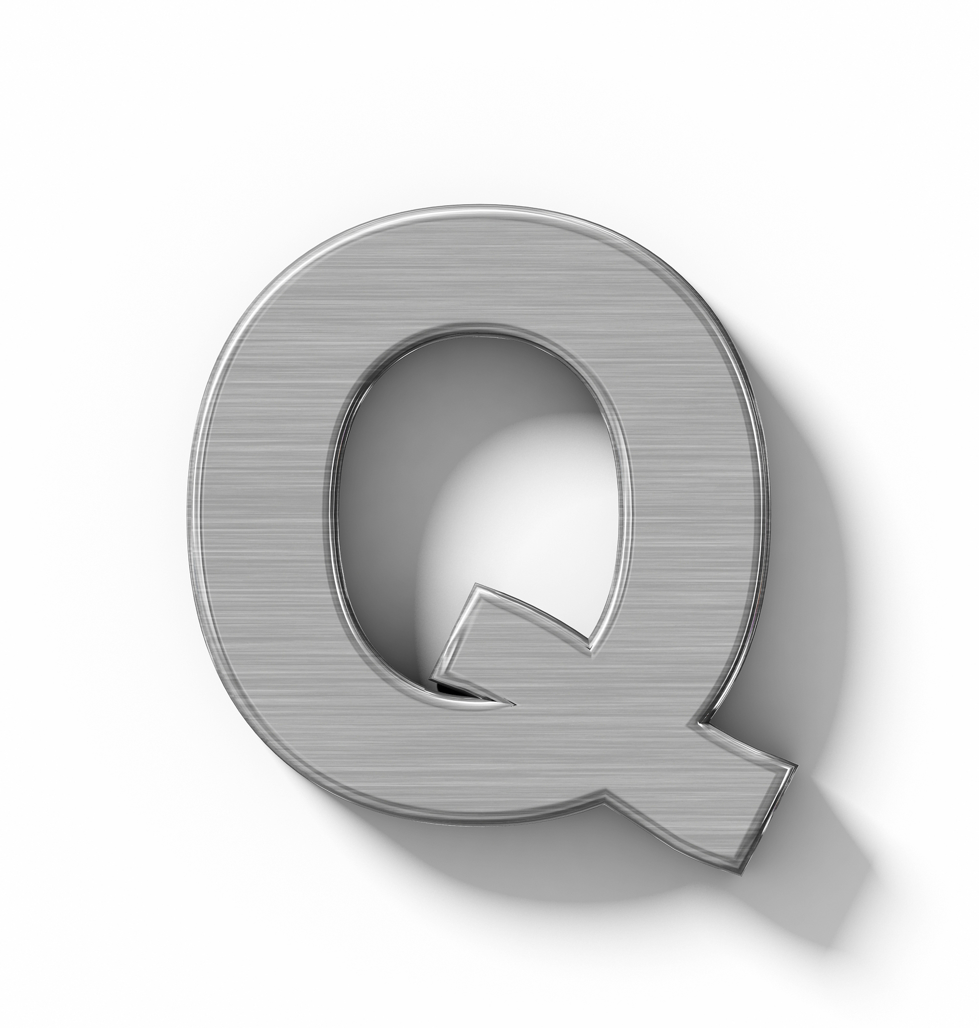 letter q 3d metal isolated on white with shadow - orthogonal pro