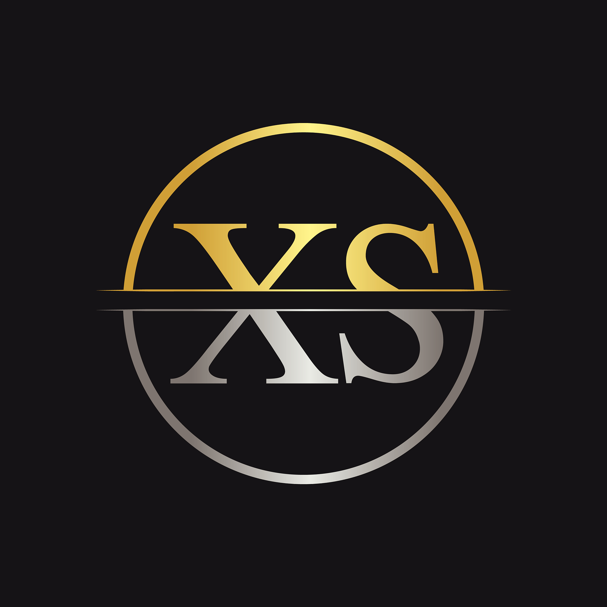 creative letter xs logo with gold and silver