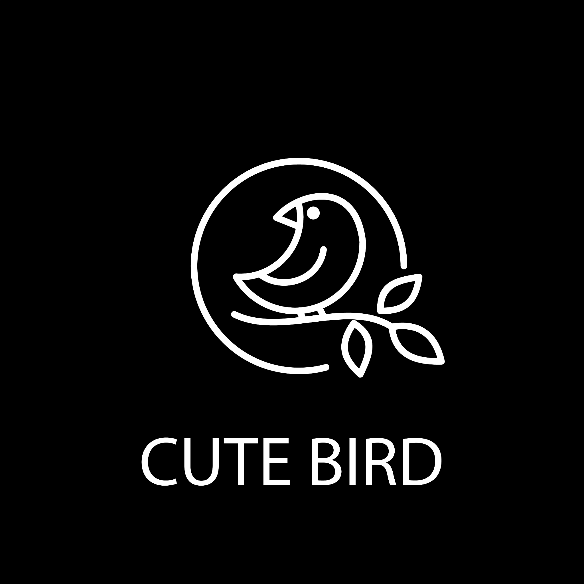 cute bird line logo icon design
