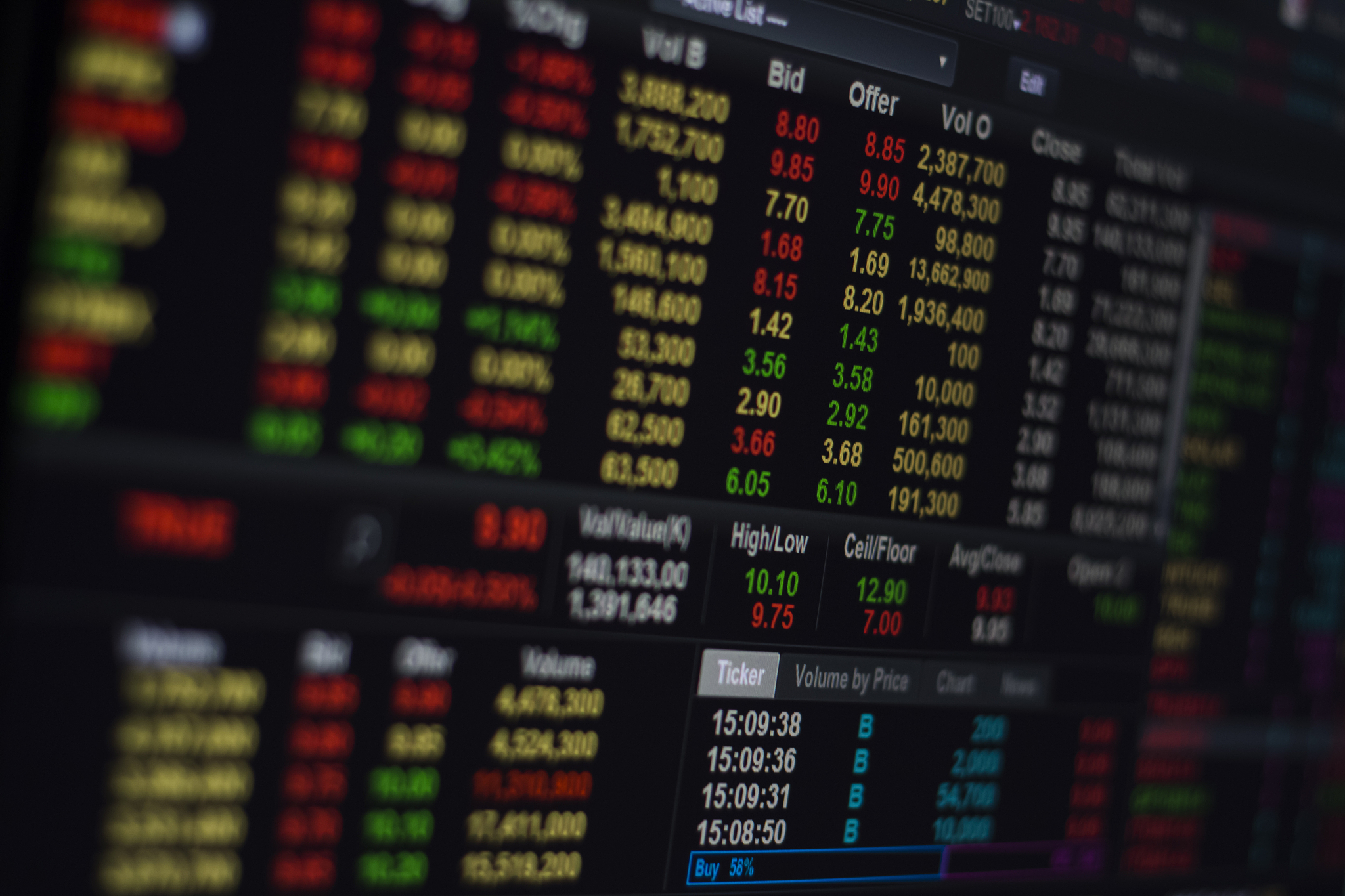 stock exchange on screen