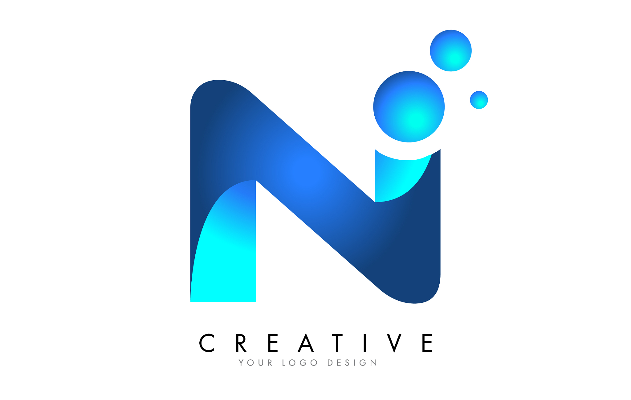 n letter logo design with 3d and ribbon effect