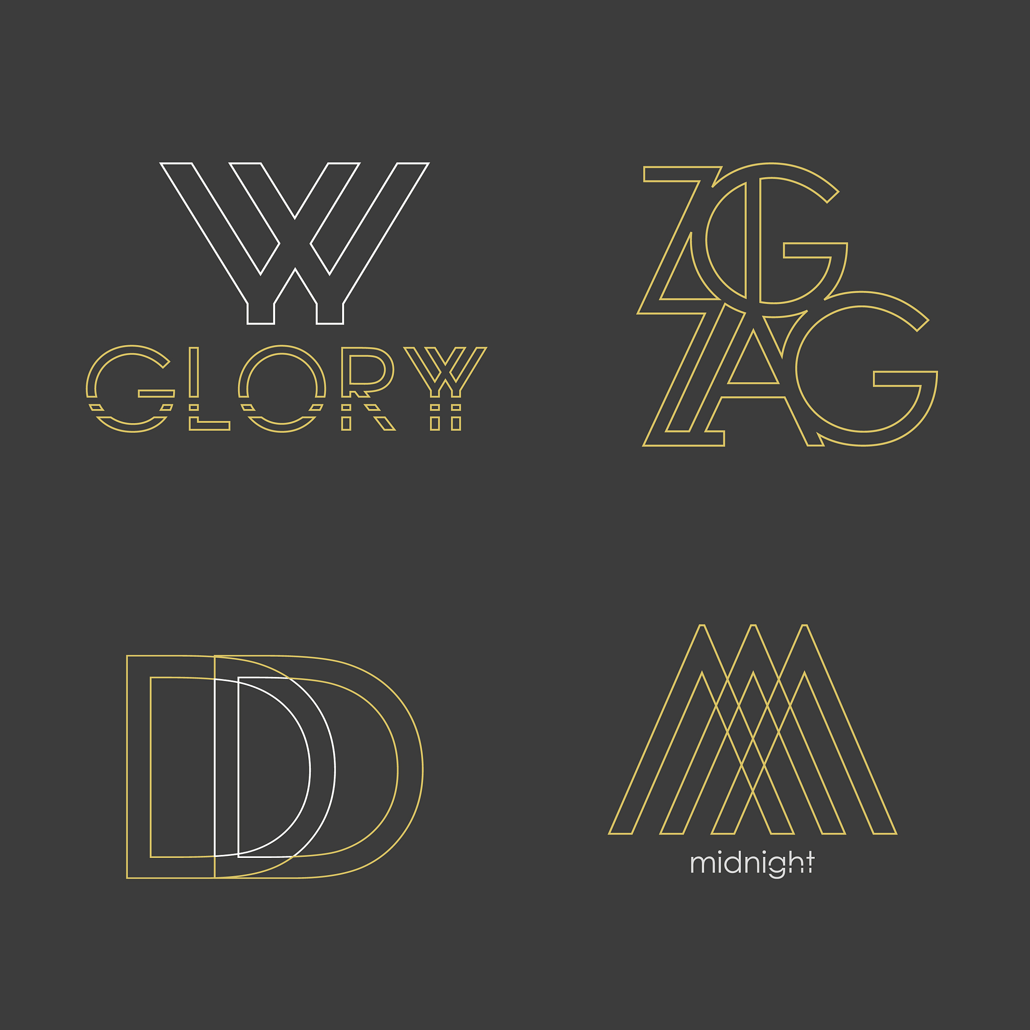 set of 4 logos abstract letters in a