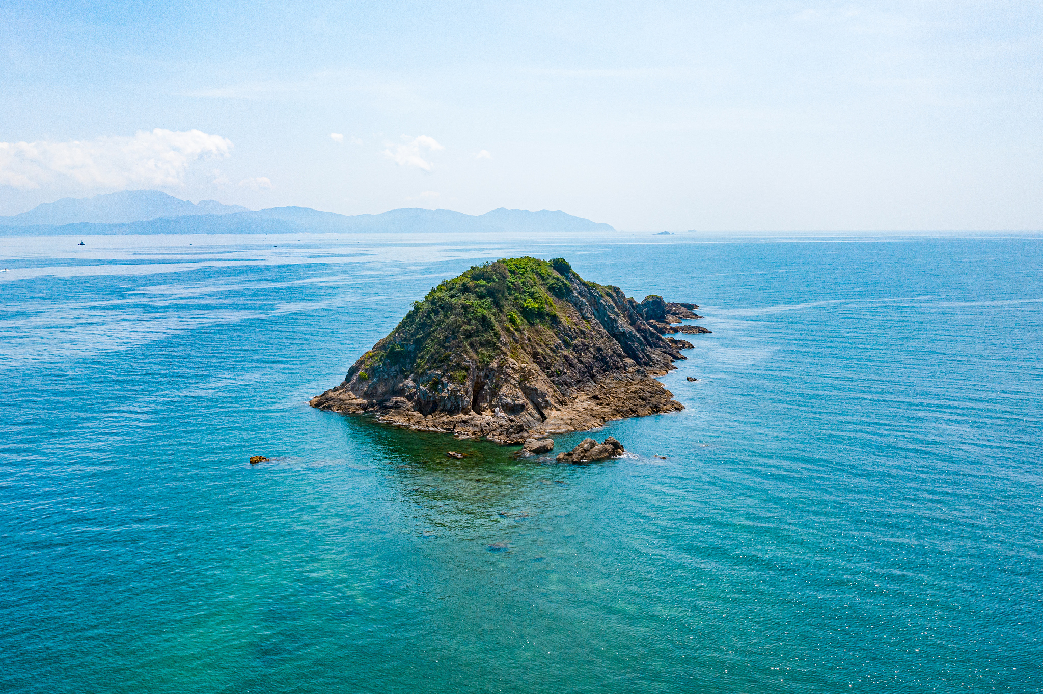 a seascape of kung chau island where is located in sai kung