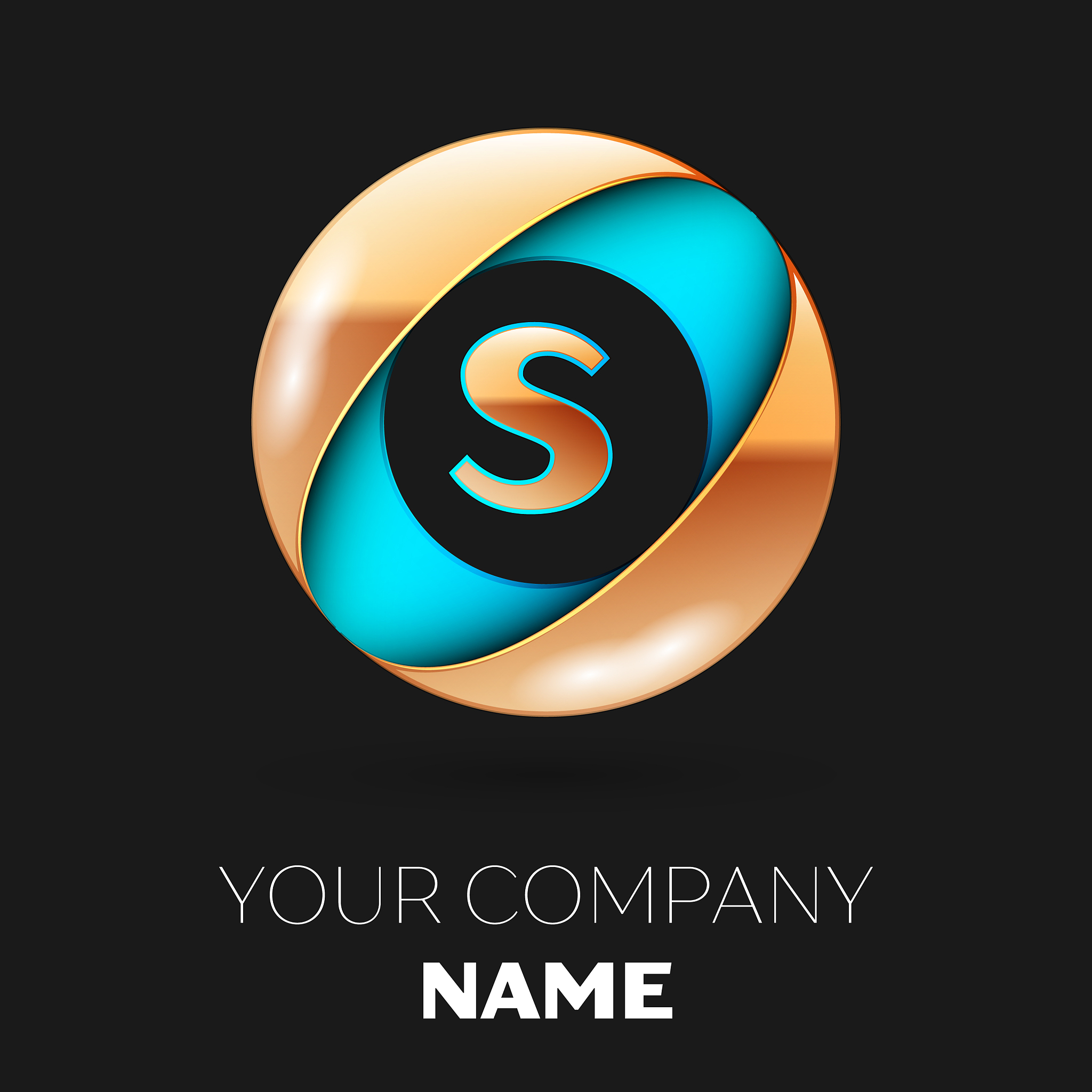 golden letter s logo symbol in blue-golden circle