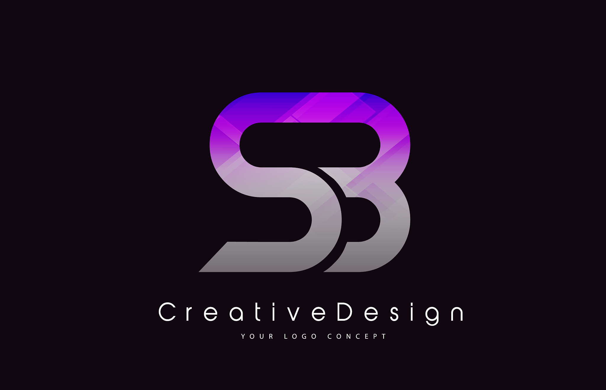 sb letter logo design purple texture creative