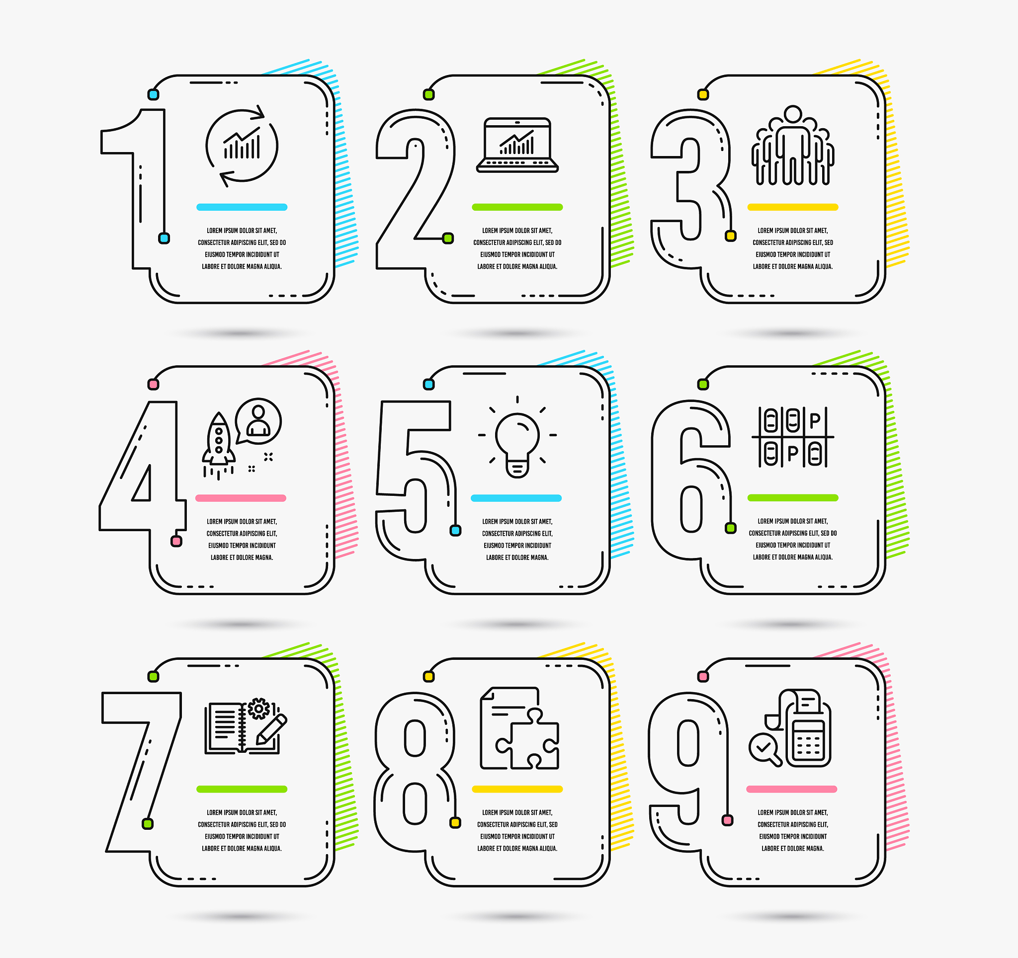 parking place group and online statistics icons