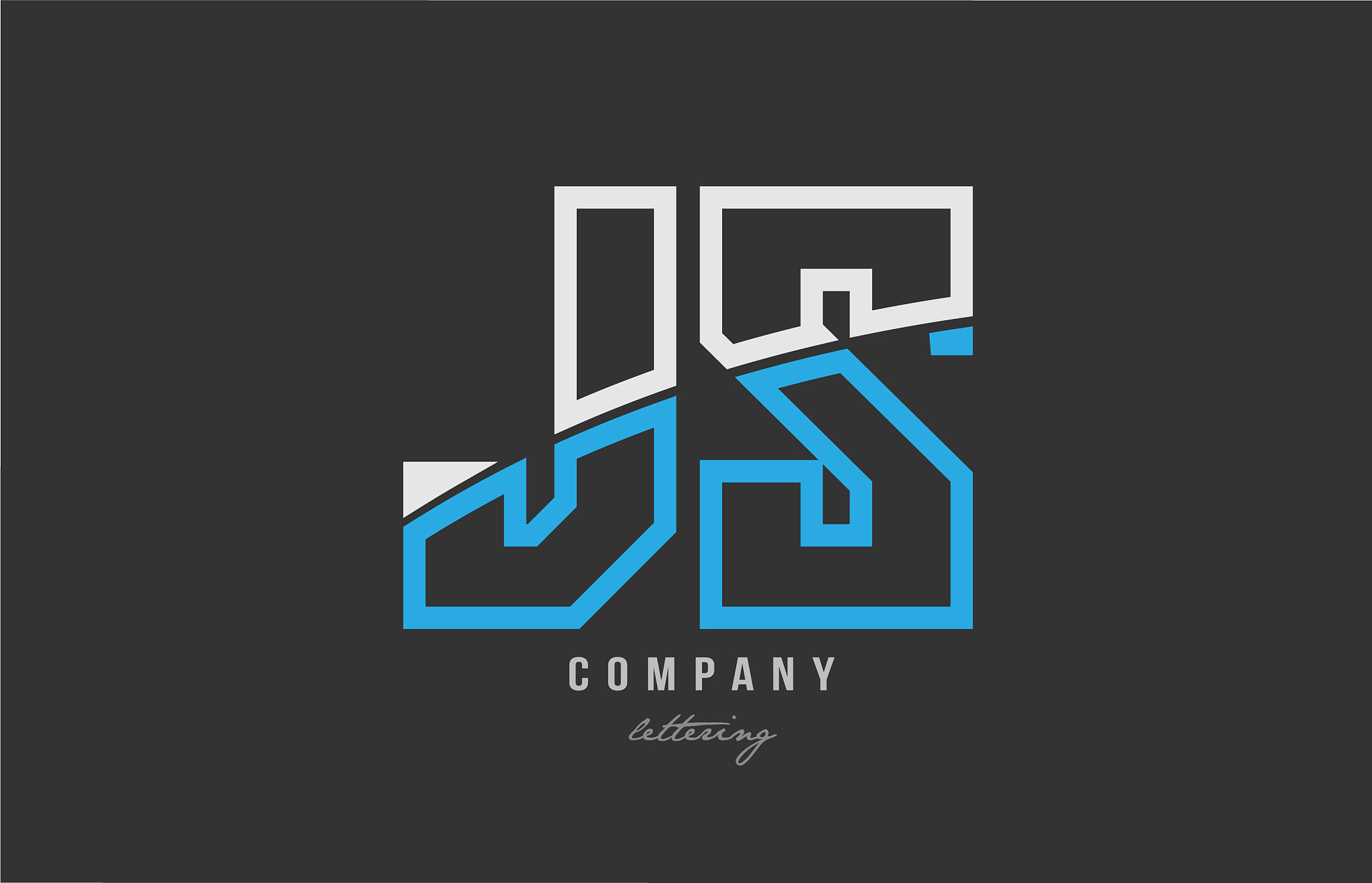 white blue alphabet letter js j s logo icon design