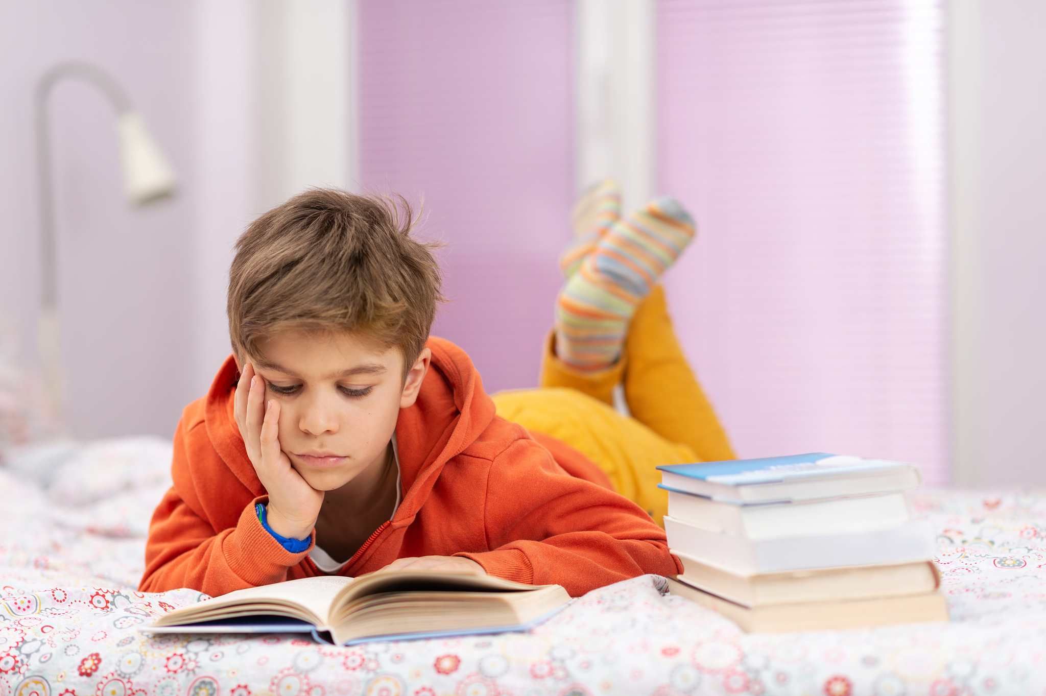 child reading book