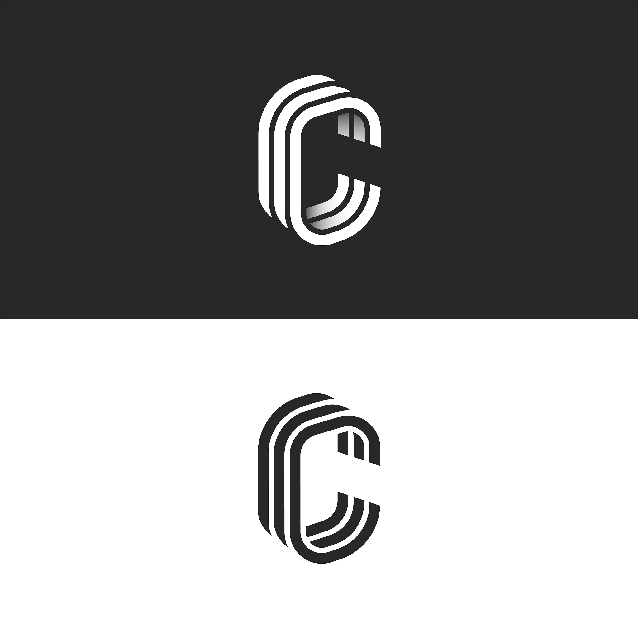 isometric c letter logo mockup, modern trendy linear design, bla