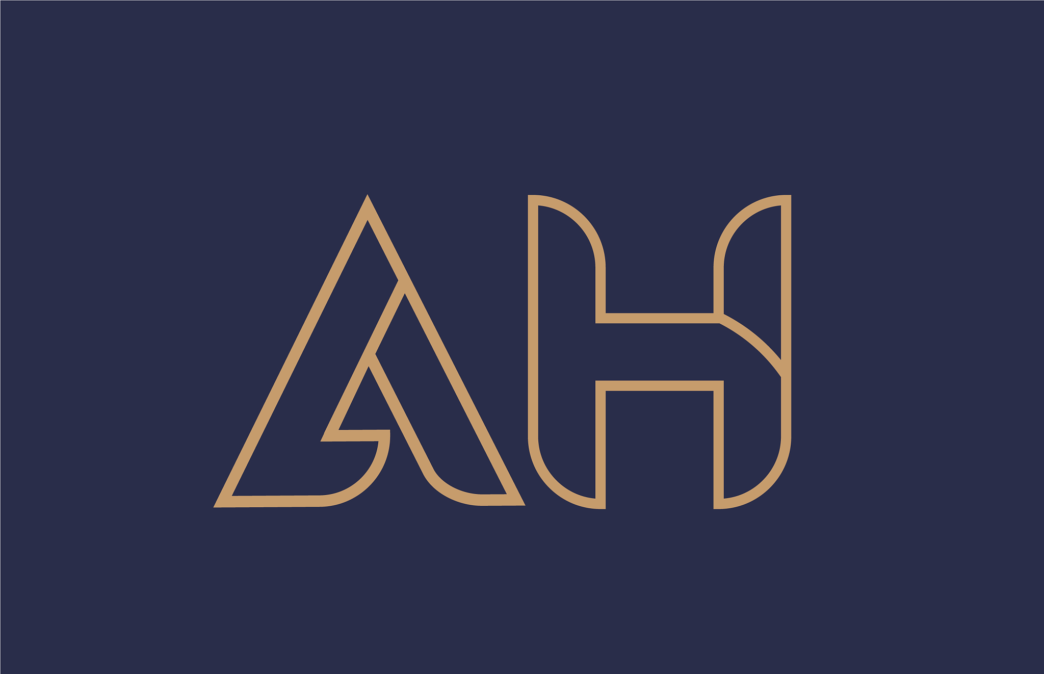 brown blue line alphabet letter ah a h logo