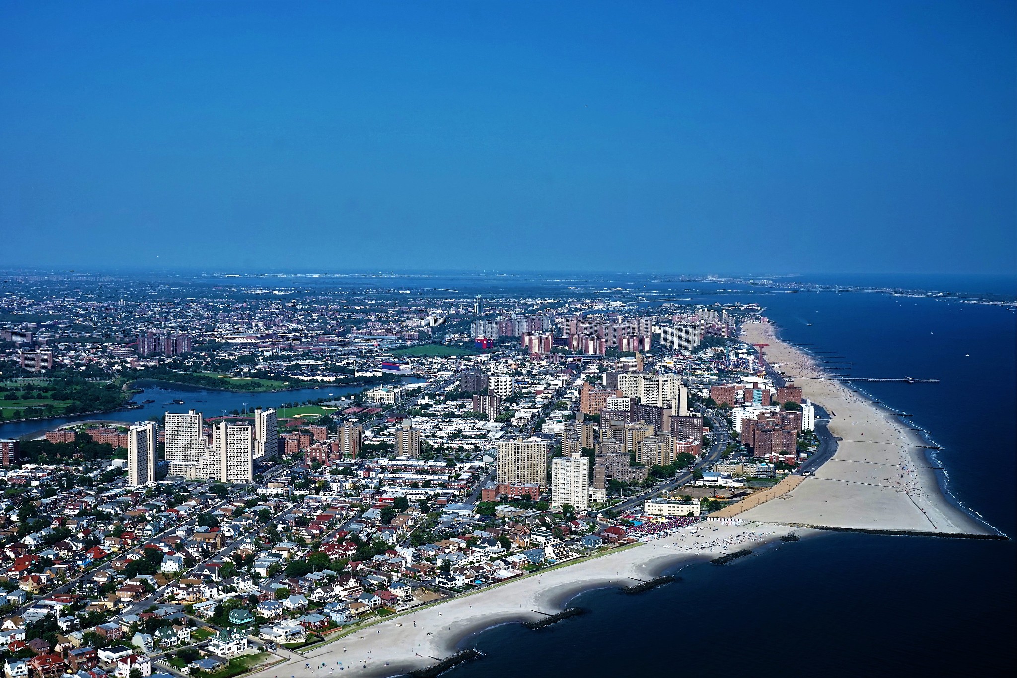 aerial view of coney island looking north