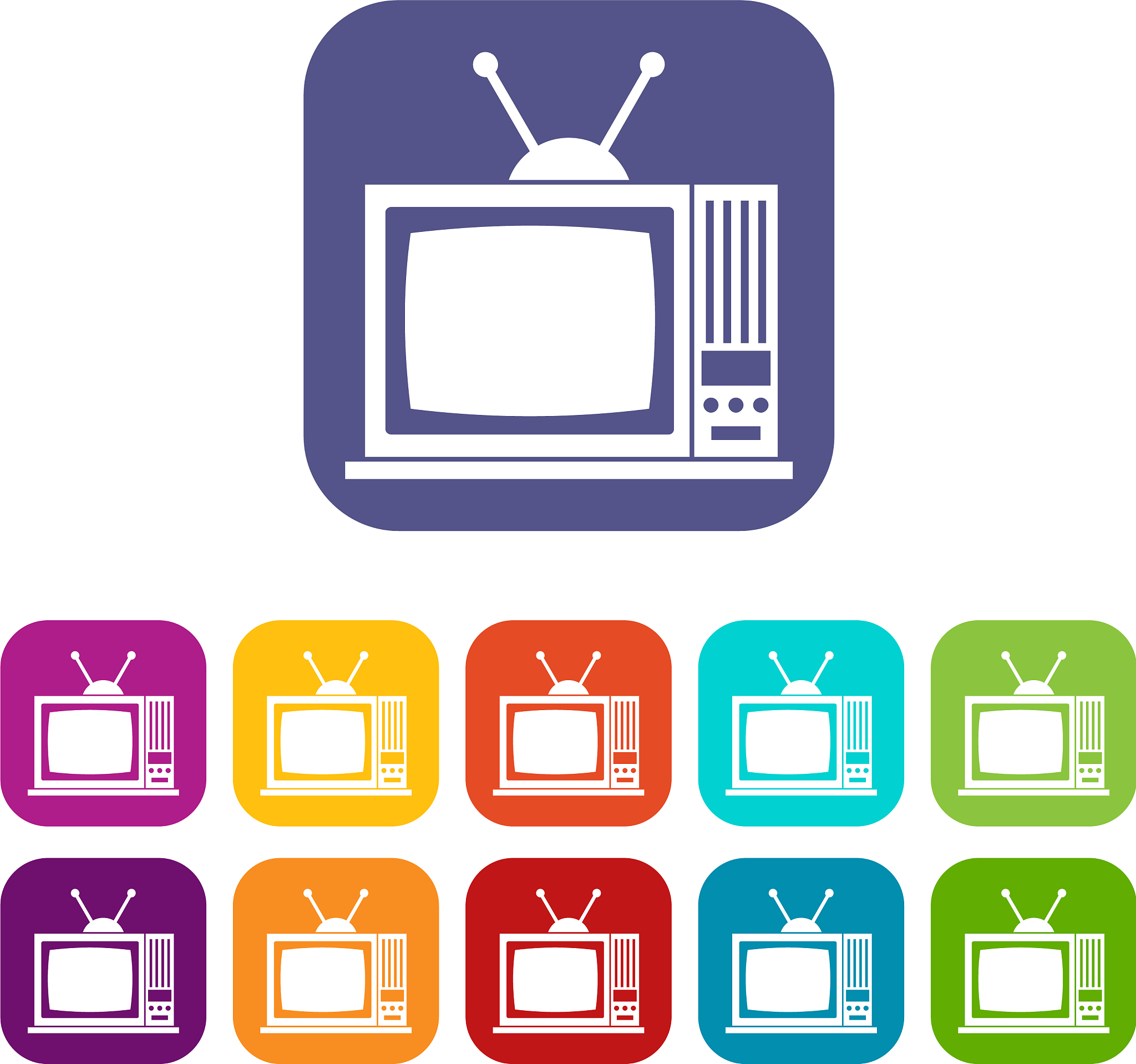 retro tv icons set
