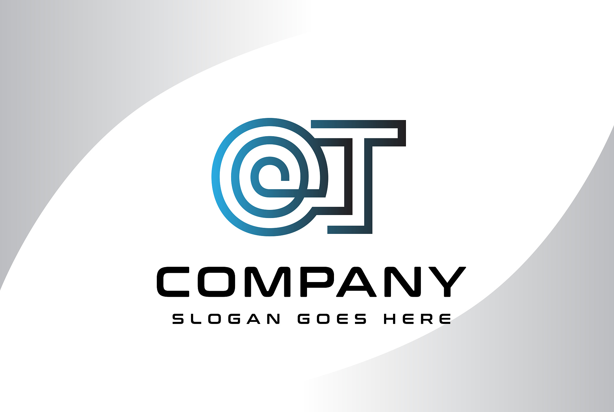 blue black gradient initial letter ot logo vector template