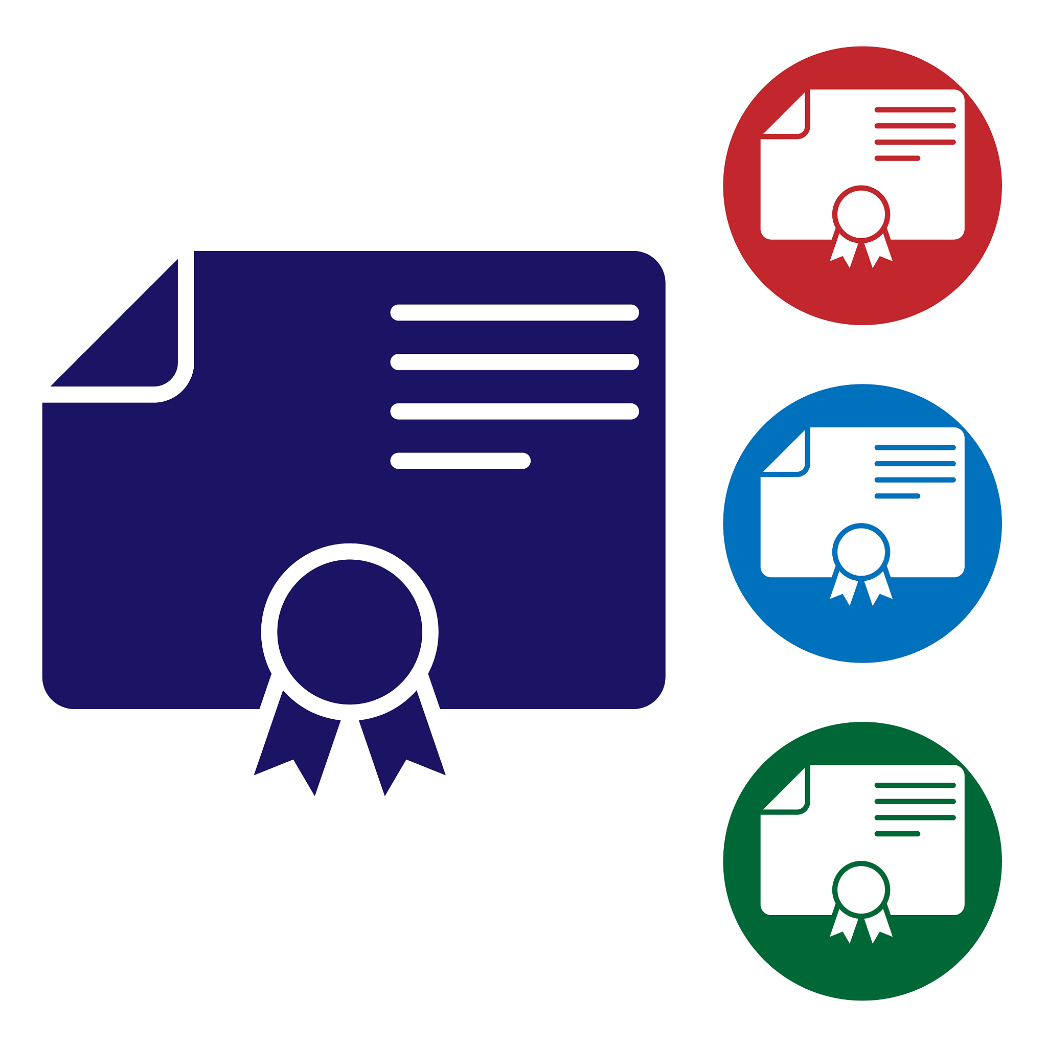 blue certificate template icon isolated on white