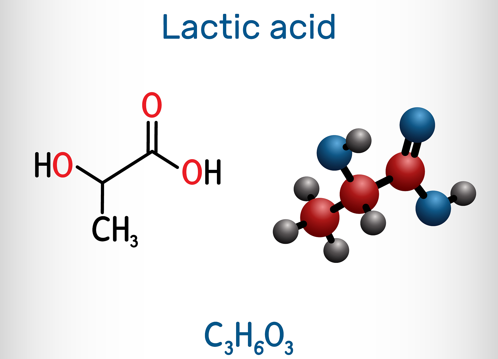 lactic acid, lactate, milk sugar, c3h6o3 molecule. it is food ad