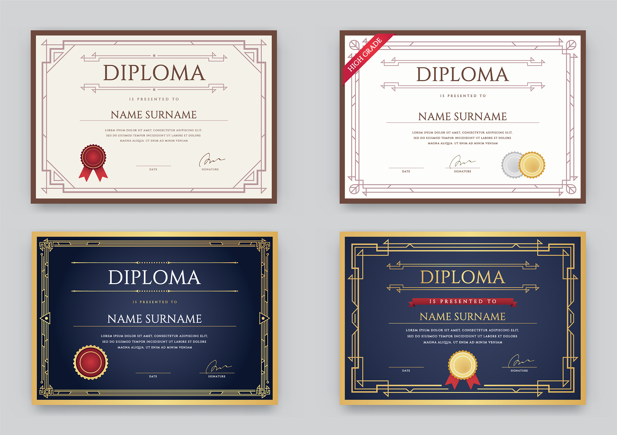 big set of diploma or certificate premium design