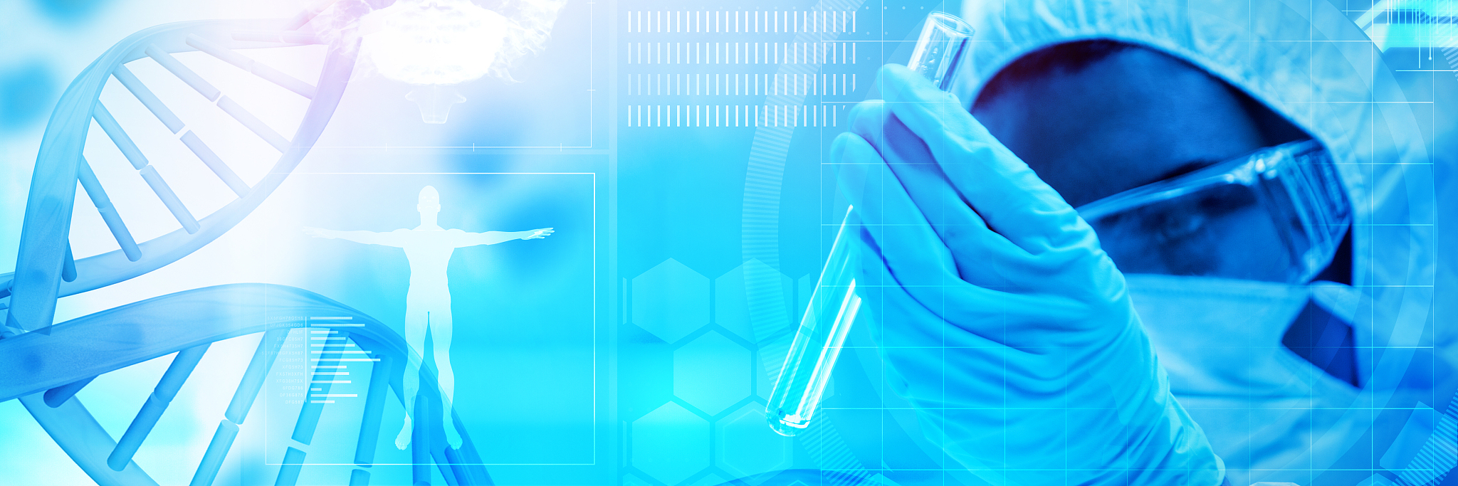 composite image of blue dna helix with medical background