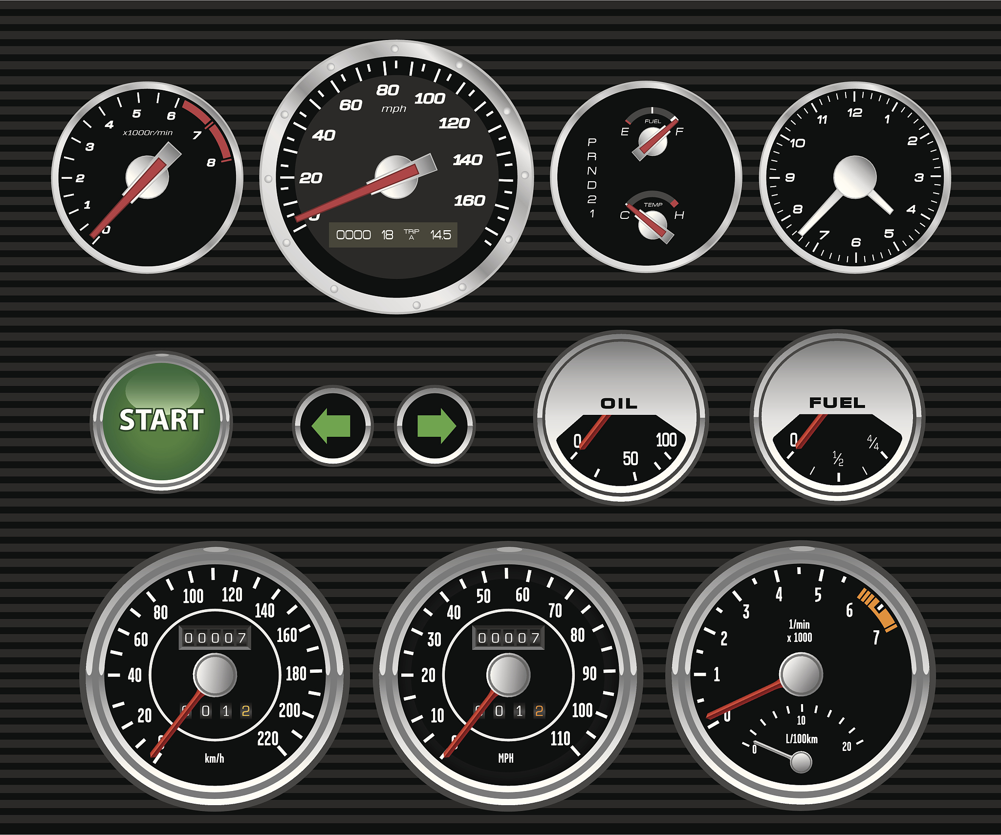 vector dashboard dials