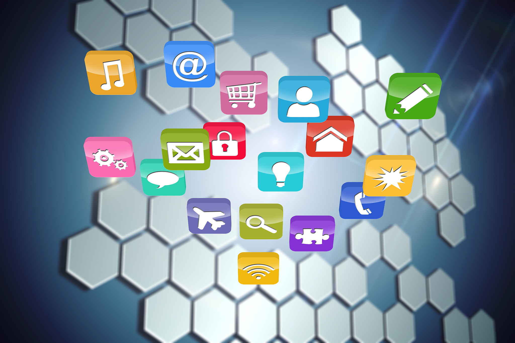 composite image of colourful computer applications