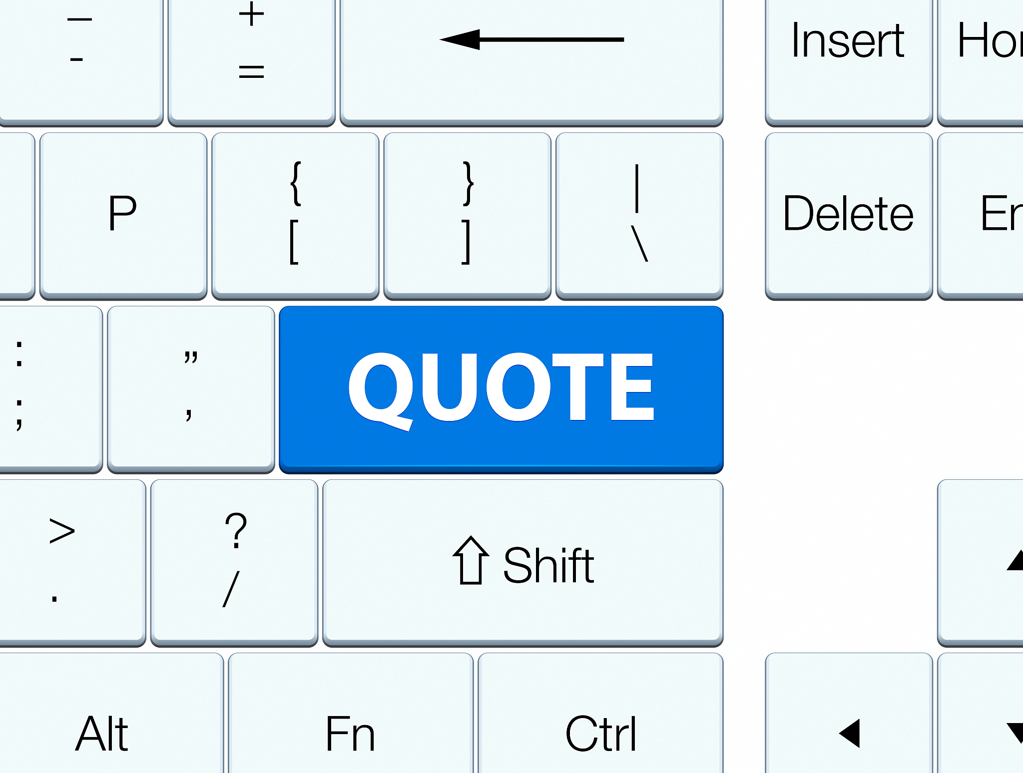 quote blue keyboard button