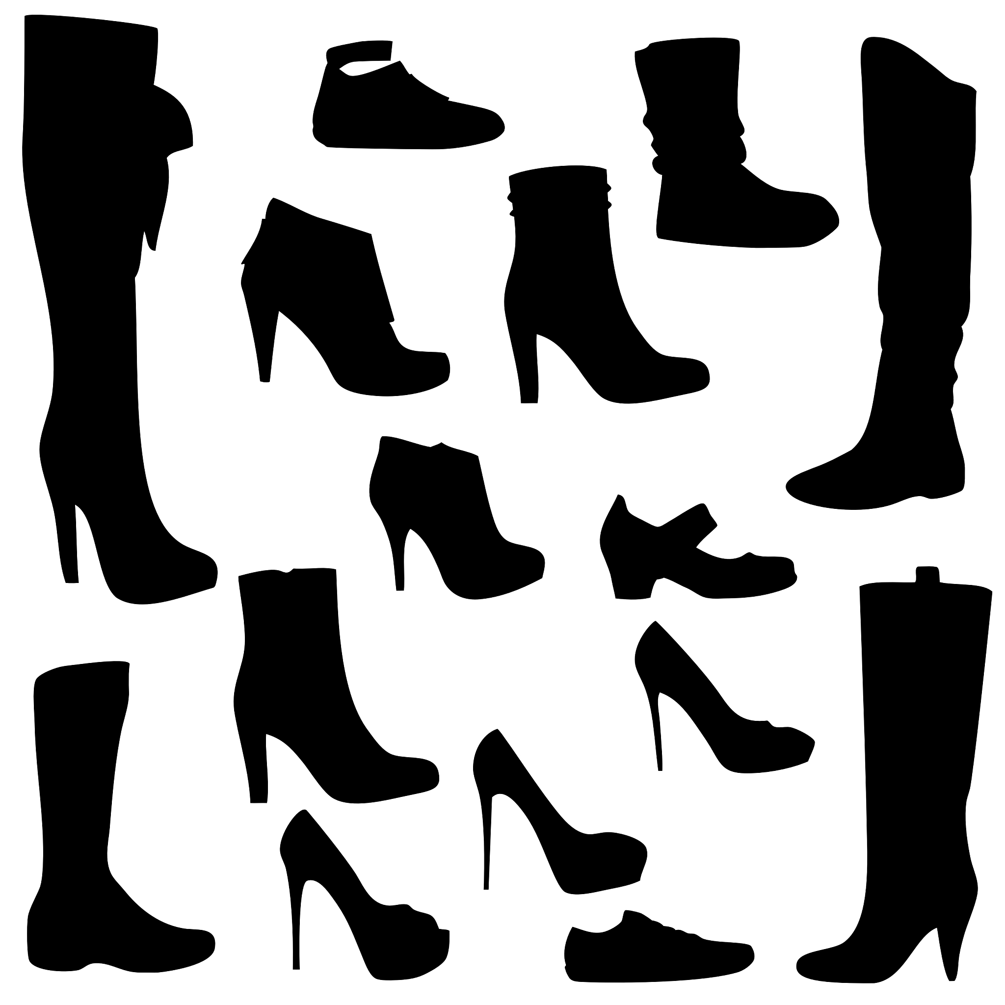 womens shoes set black isolated