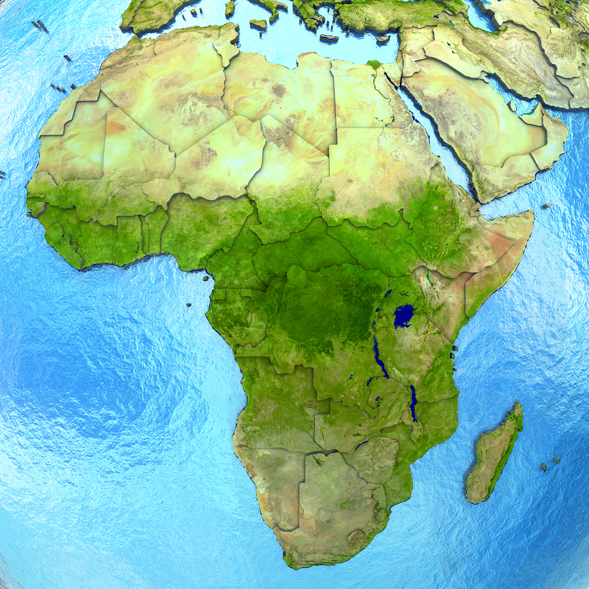 africa on model of earth