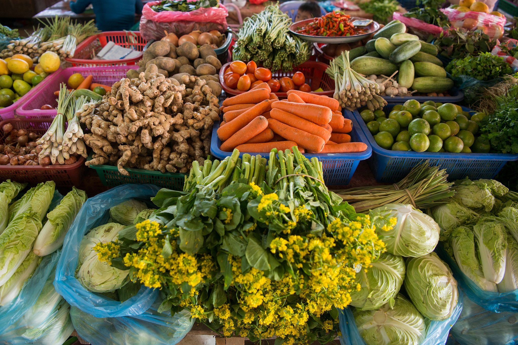 close-up of vegetables for sale in market