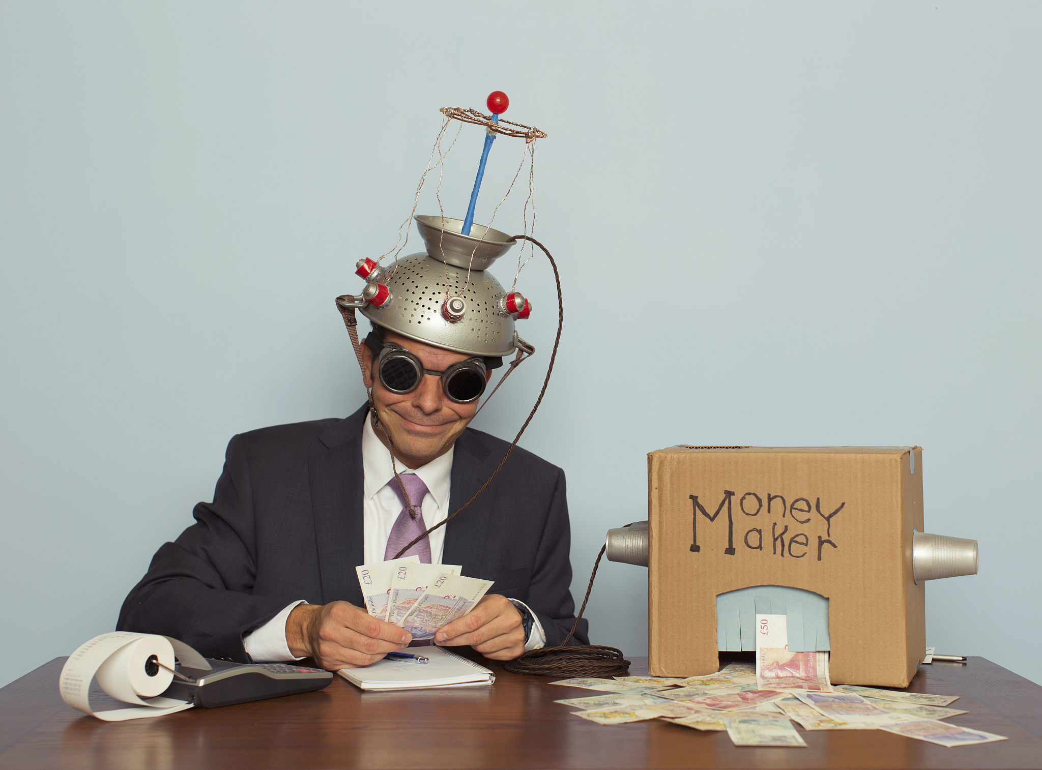 businessman makes money out of his mind