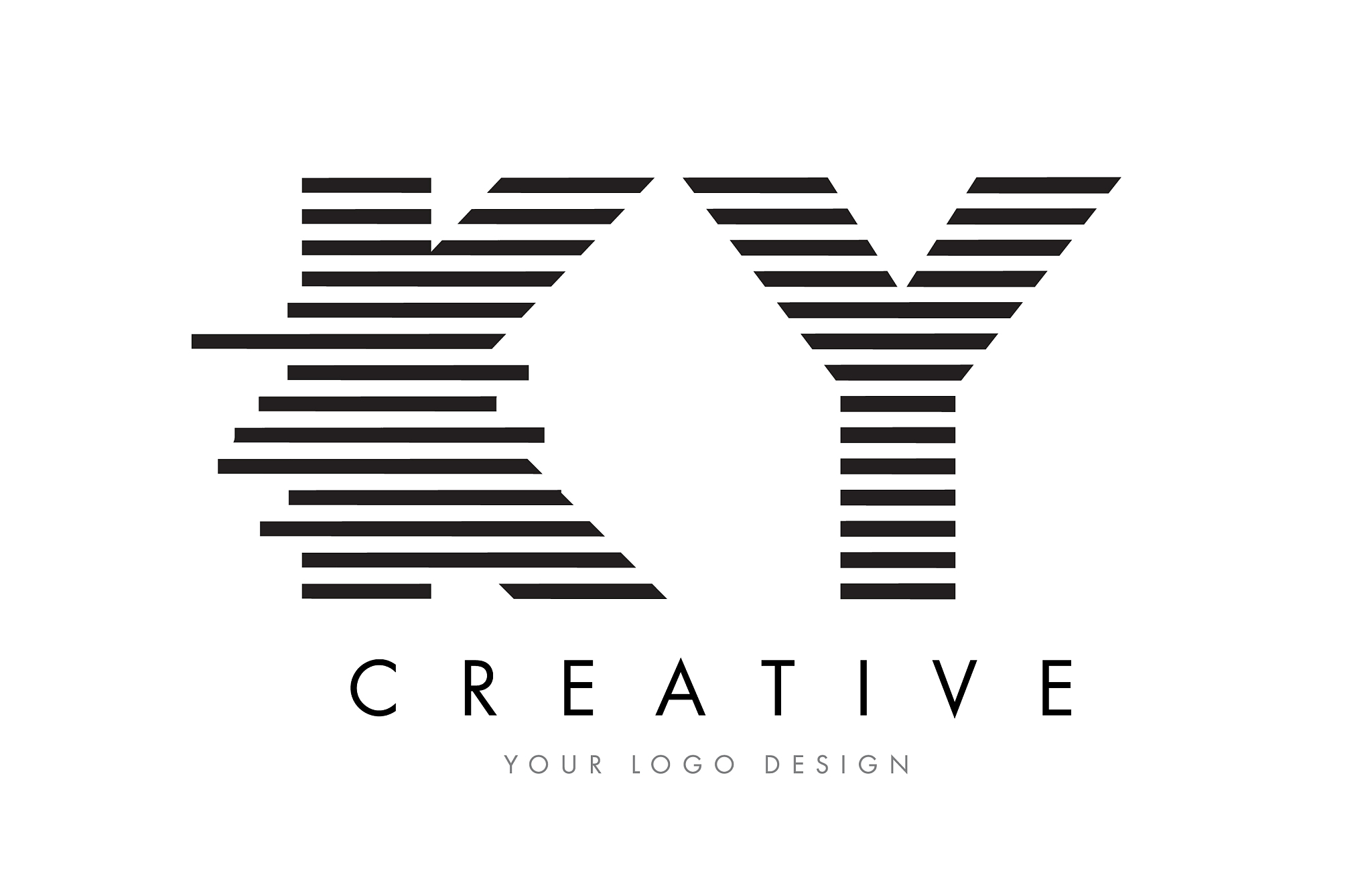 ky k y zebra letter logo design with black and